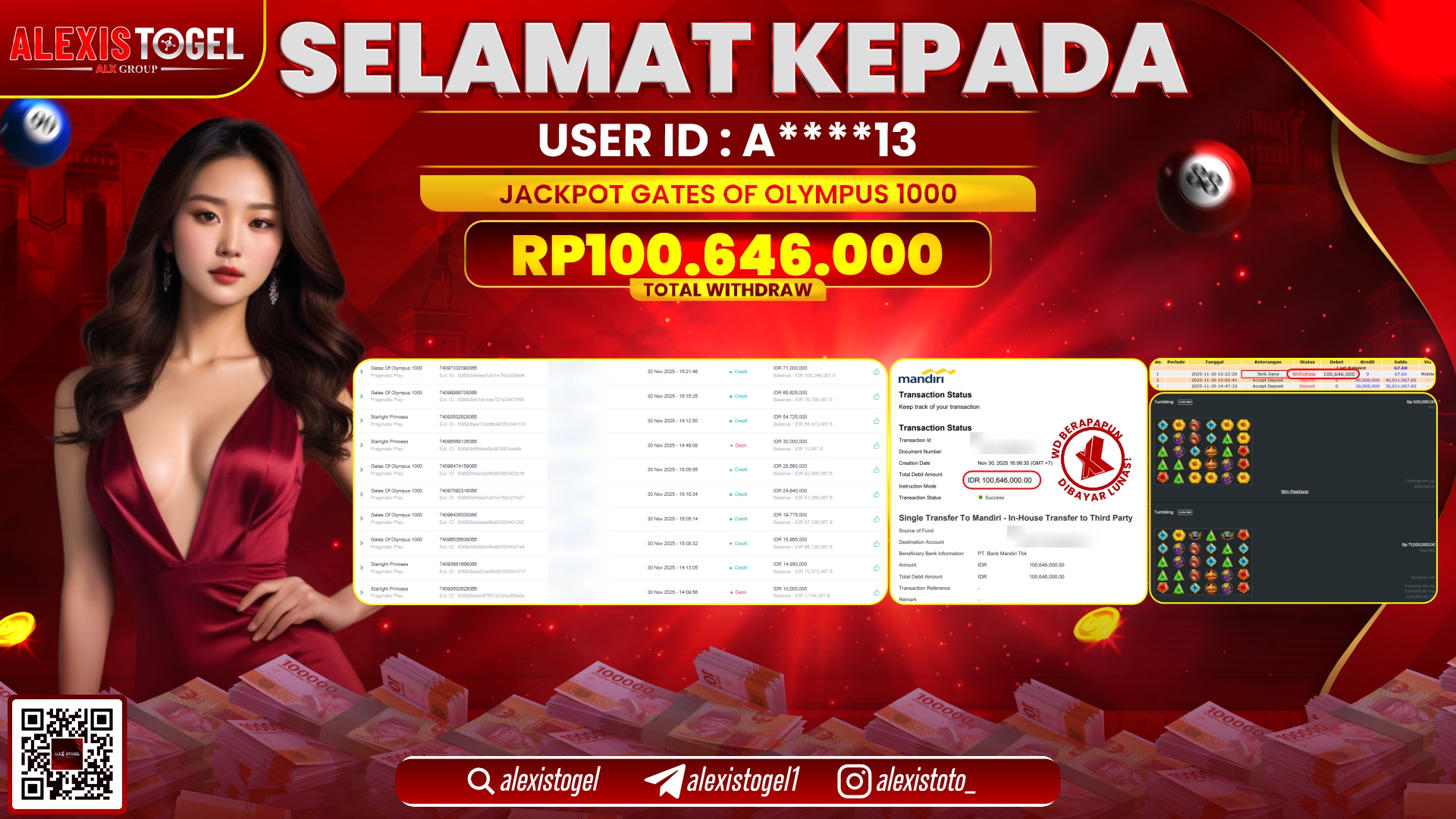 ALEXISTOGEL di SLOT GATES OF OLYMPUS 1000 RP.100.646.000,- LUNAS