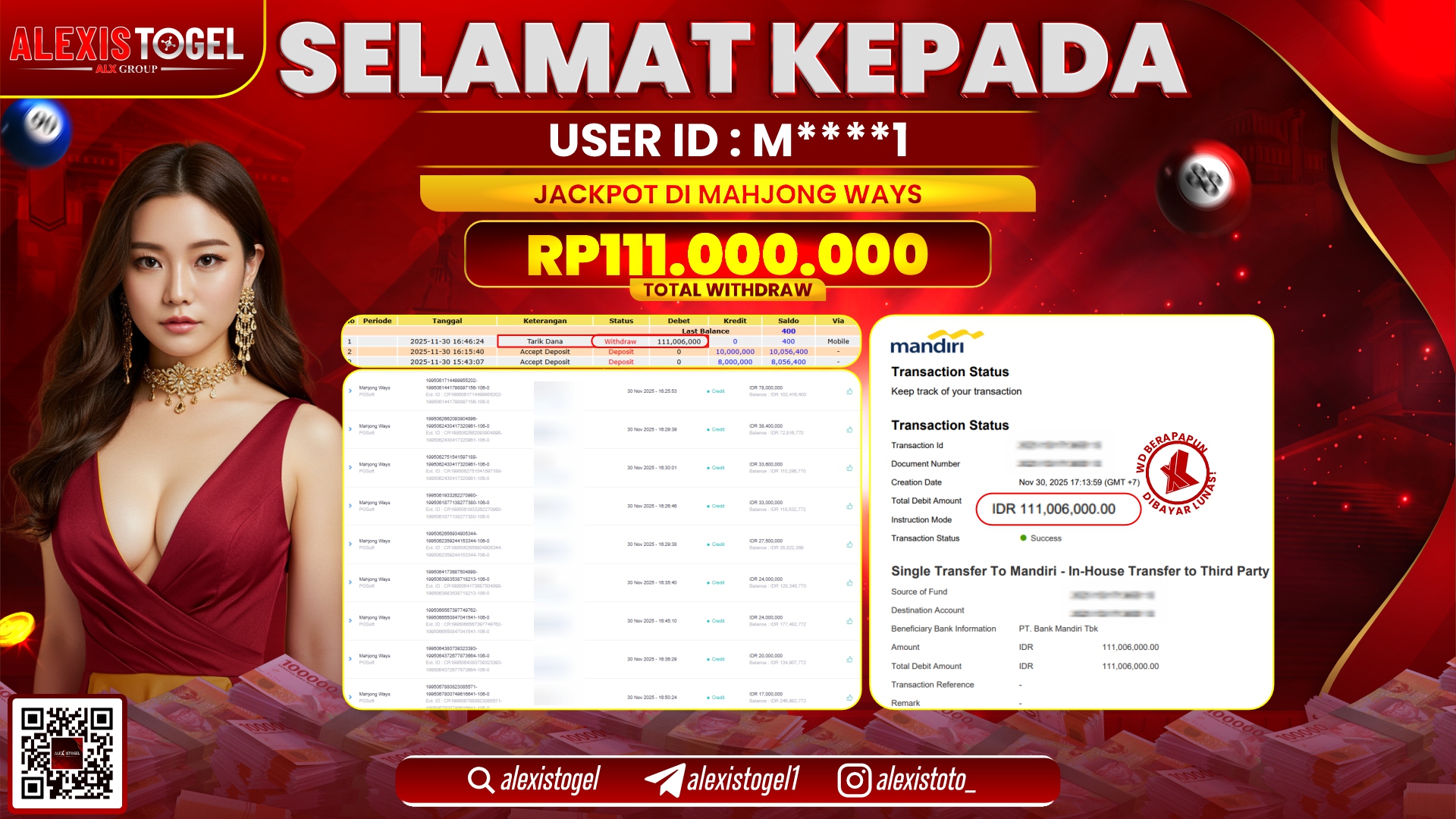 ALEXISTOGEL di SLOT MAHJONG WAYS RP.111.000.000,- LUNAS