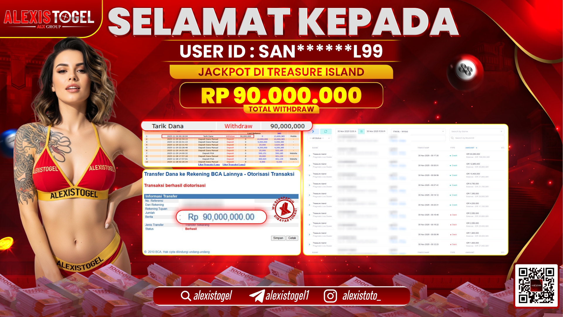 ALEXISTOGEL di PP LIVE DEALER TREASURE ISLAND RP.90.000.000,- LUNAS