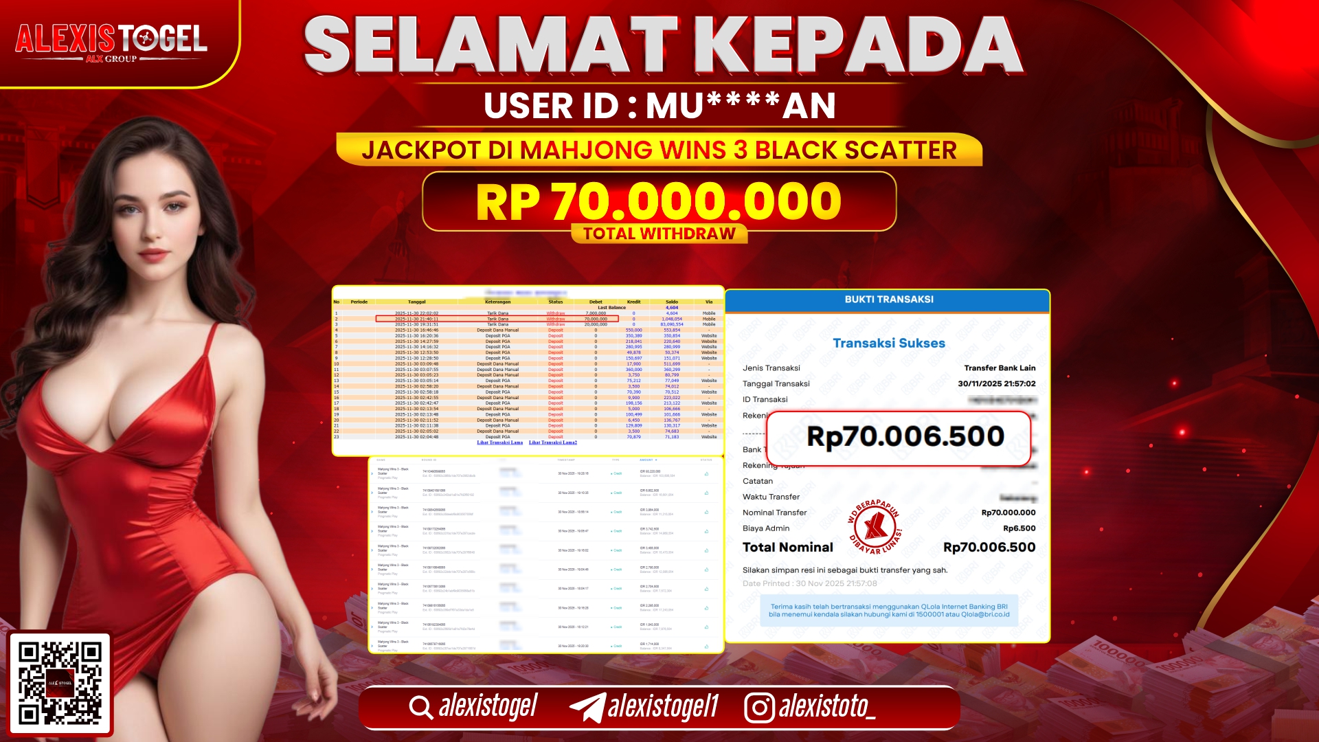 ALEXISTOGEL di SLOT MAHJONG WINS 3 BLACK SCATTER RP.70.000.000,- LUNAS
