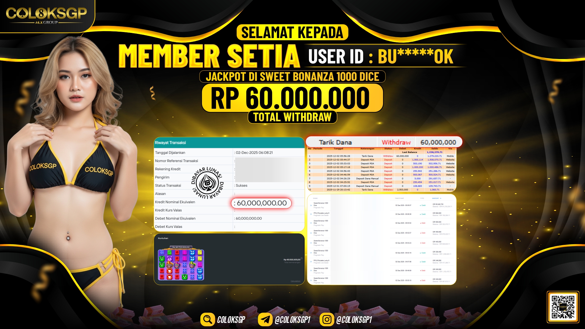 COLOKSGP JACKPOT SWEET BONANZA 1000 DICE