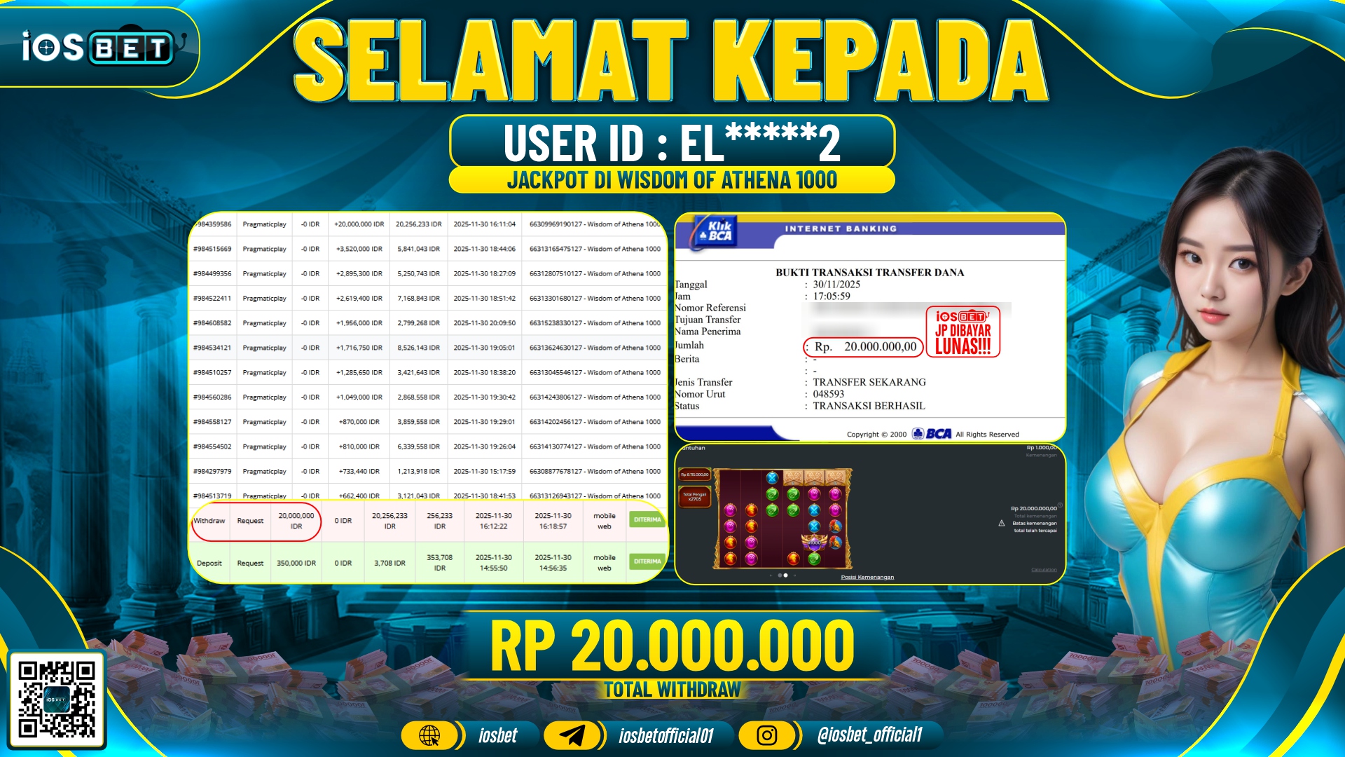 Bukti Pembayaran LUNAS SLOT GAME GACOR Rp.20.000.000,-