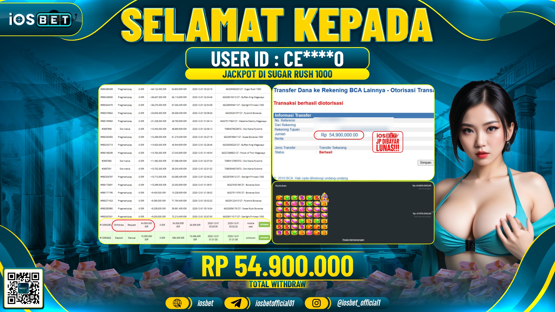 Bukti Pembayaran LUNAS SLOT GAME GACOR Rp.54.900.000,-