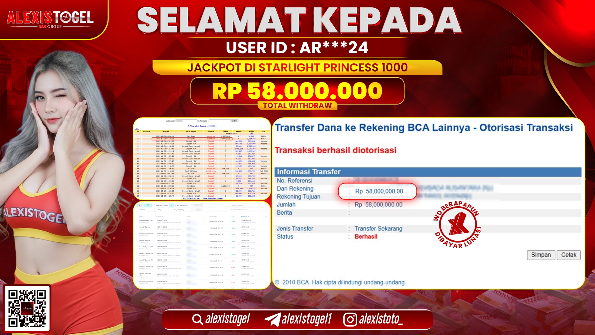 ALEXISTOGEL di SLOT STARLIGHT PRINCESS 1000 RP.58.000.000,- LUNAS