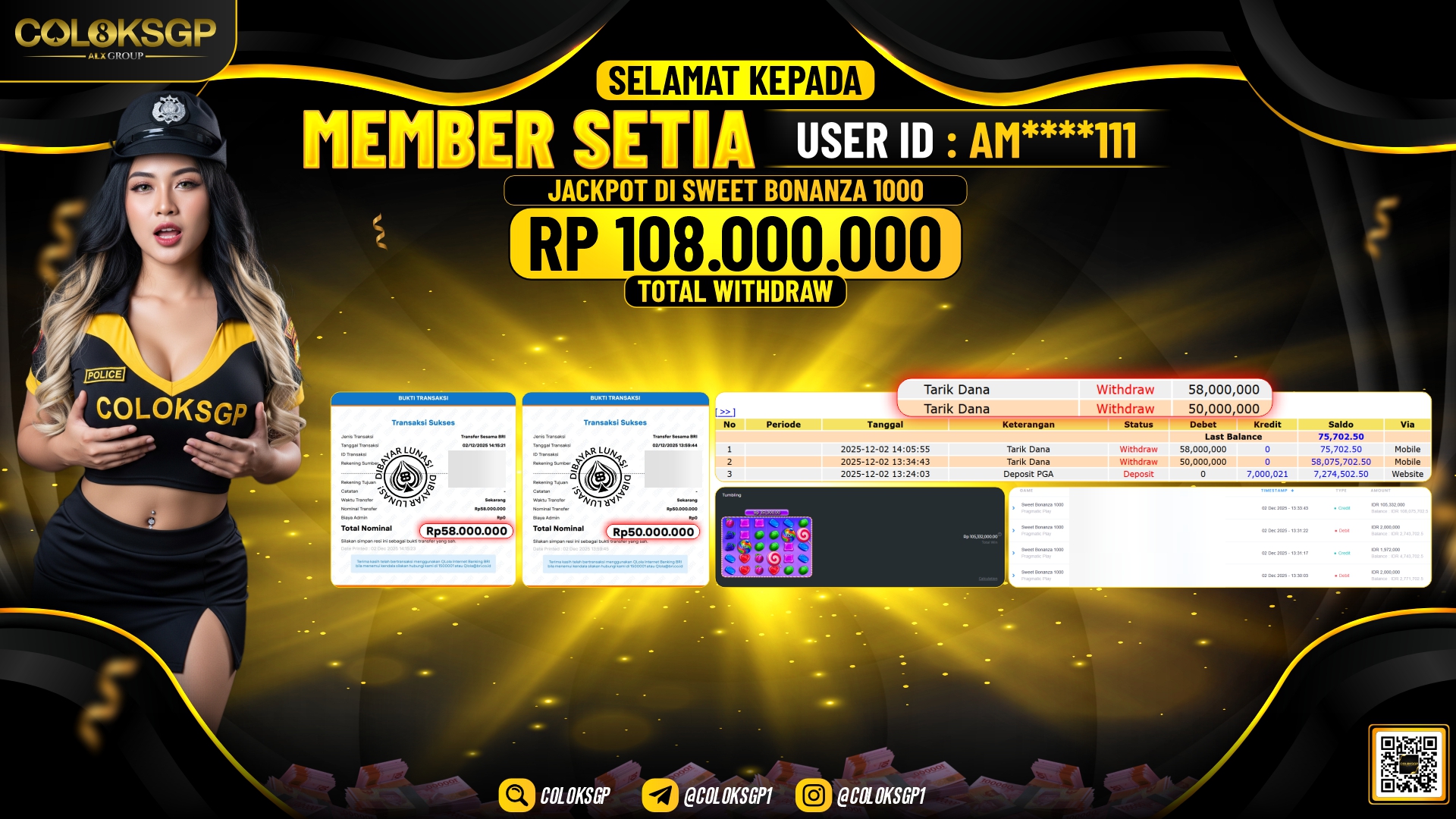 COLOKSGP JACKPOT SWEET BONANZA 1000