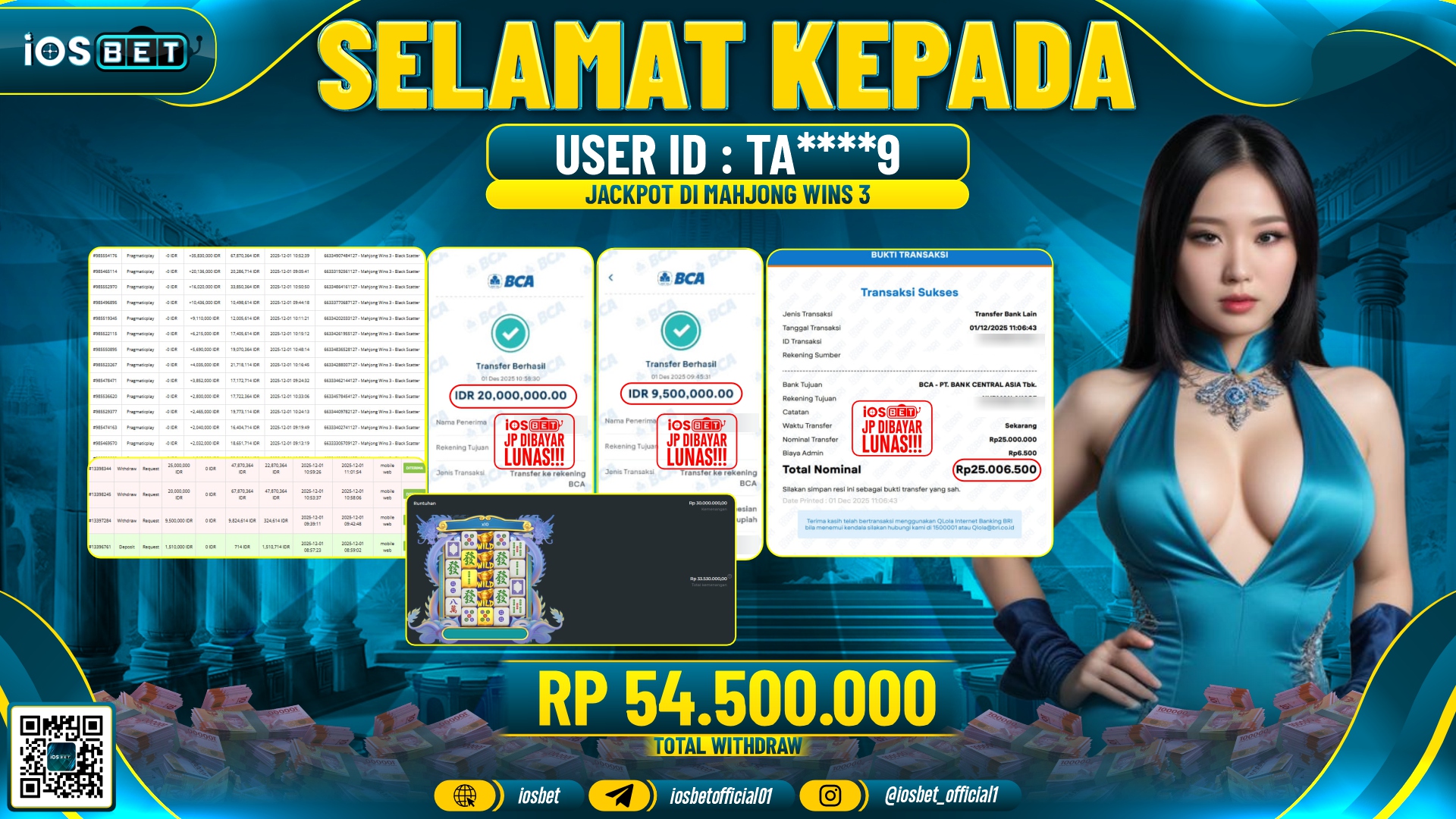 Bukti Pembayaran LUNAS SLOT GAME GACOR Rp.54.500.000,-