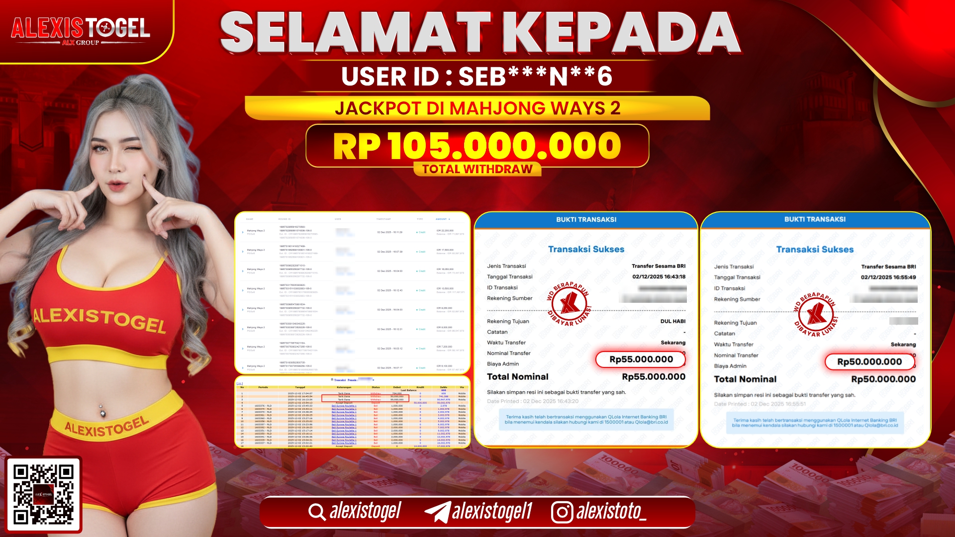 ALEXISTOGEL di SLOT MAHJONG WAYS 2 RP.105.000.000,- LUNAS