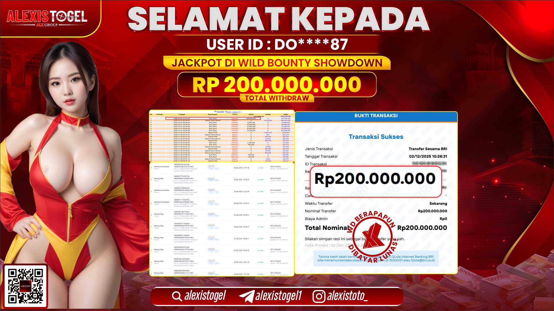 ALEXISTOGEL di SLOT WILD BOUNTY SHOWDOWN RP.200.000.000,- LUNAS