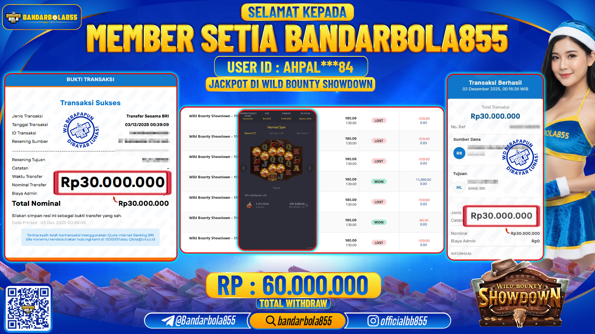 🎖 JACKPOT BANDARBOLA855 di WILD BOUNTY SHOWDOWN Rp60.000.000 🎖