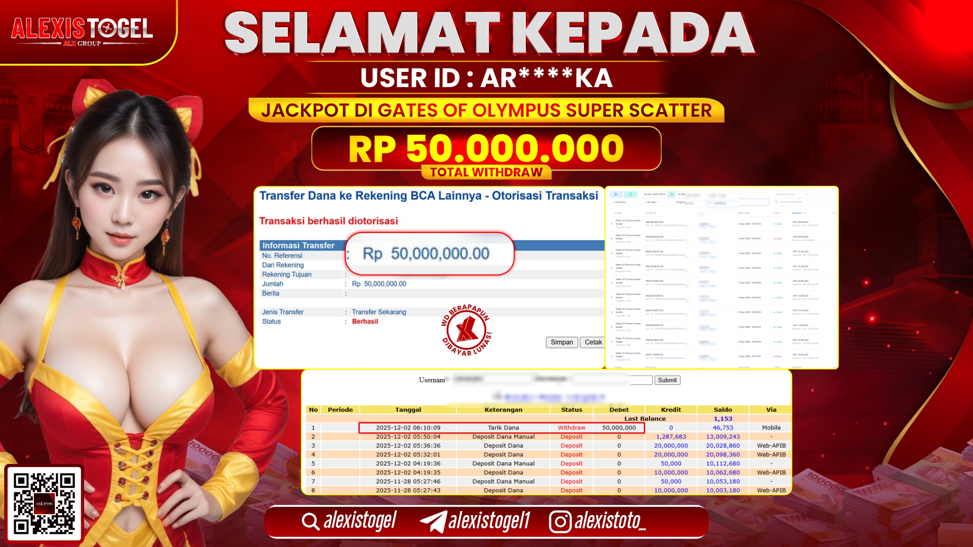 ALEXISTOGEL di SLOT GATES OF OLYMPUS SUPER SCATTER RP.50.000.000,- LUNAS