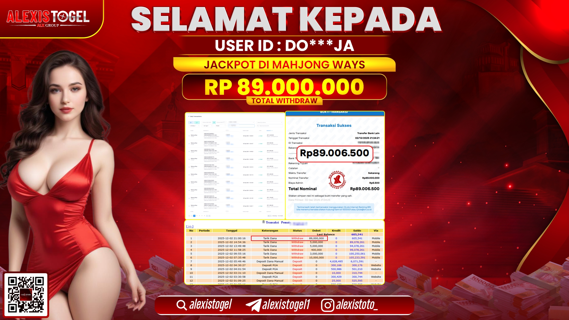 ALEXISTOGEL di SLOT MAHJONG WAYS RP.89.000.000,- LUNAS