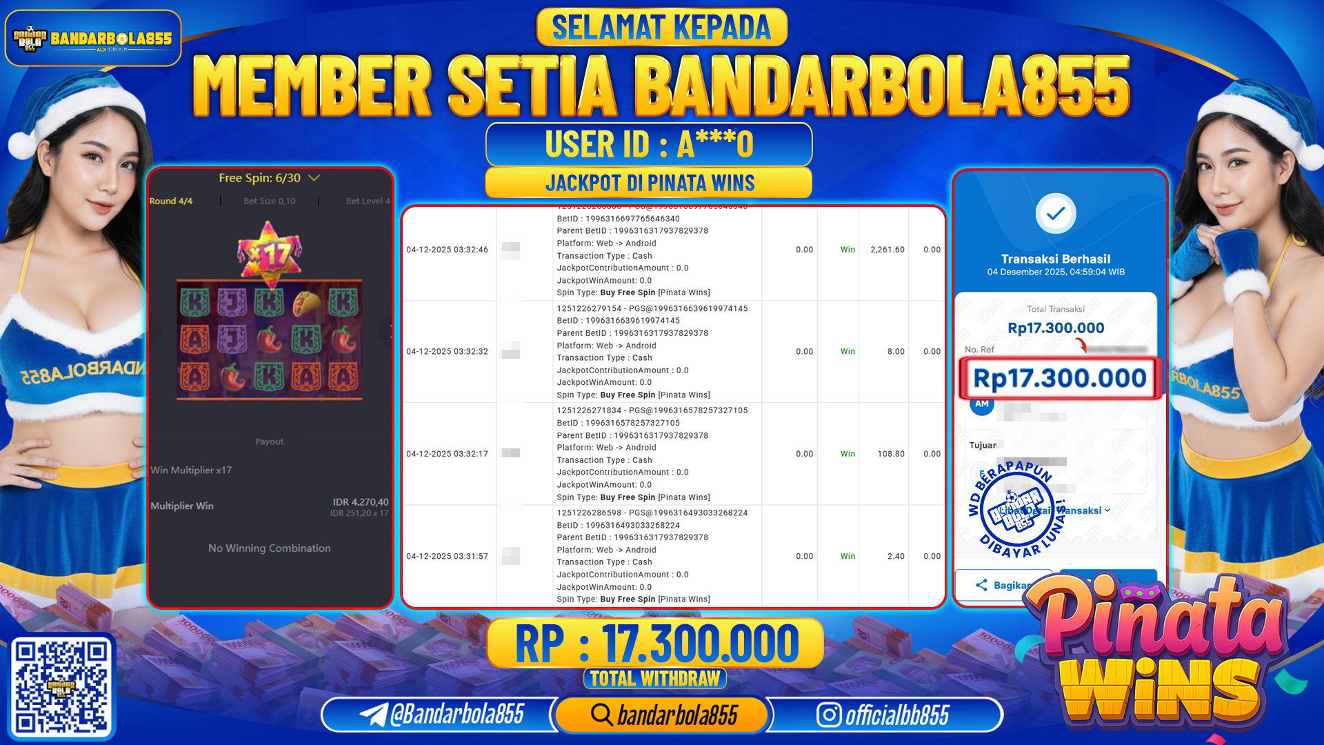 🎖 JACKPOT BANDARBOLA855 di PINATA WINS Rp17.300.000 🎖