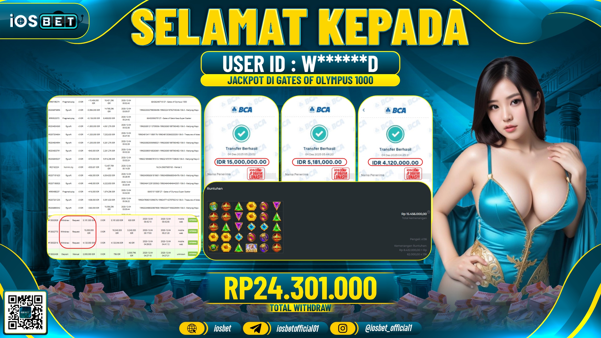 Bukti Pembayaran LUNAS SLOT GAME GACOR Rp.24.301.000,-