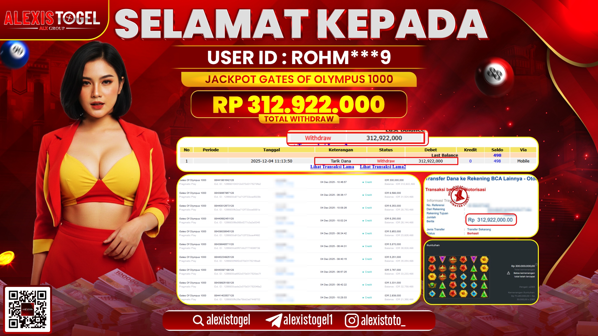 ALEXISTOGEL di SLOT GATES OF OLYMPUS 1000 RP.312.922.000,- LUNAS