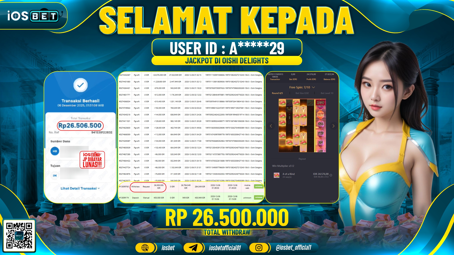 Bukti Pembayaran LUNAS SLOT GAME GACOR Rp.26.500.000,-