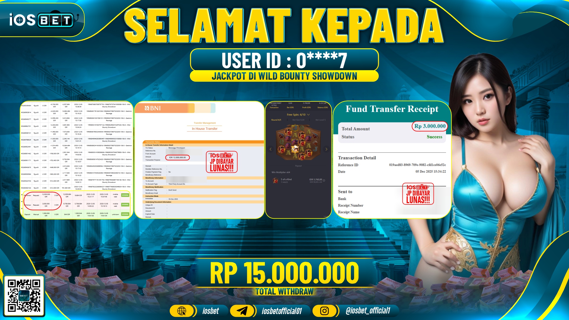 Bukti Pembayaran LUNAS SLOT GAME GACOR Rp.15.000.000,-