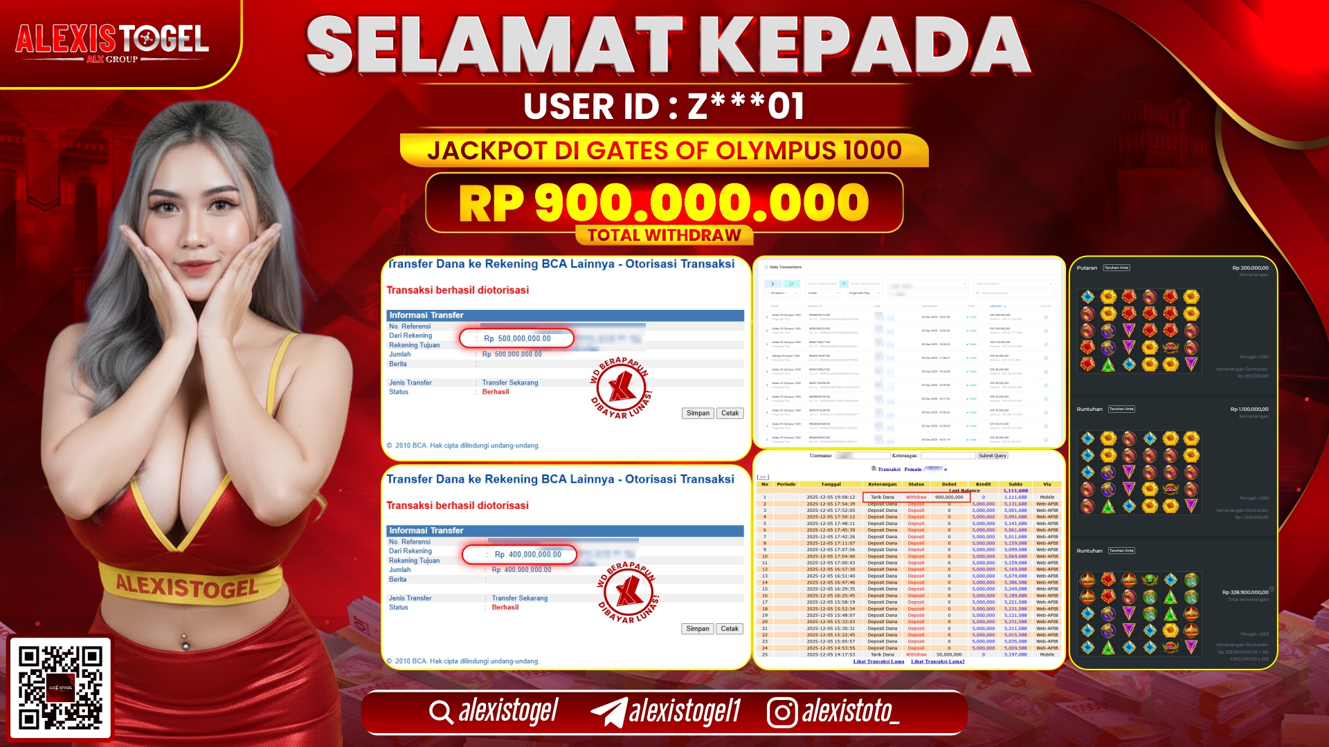 ALEXISTOGEL di GATES OF OLYMPUS 1000 RP.900.000.000,- LUNAS