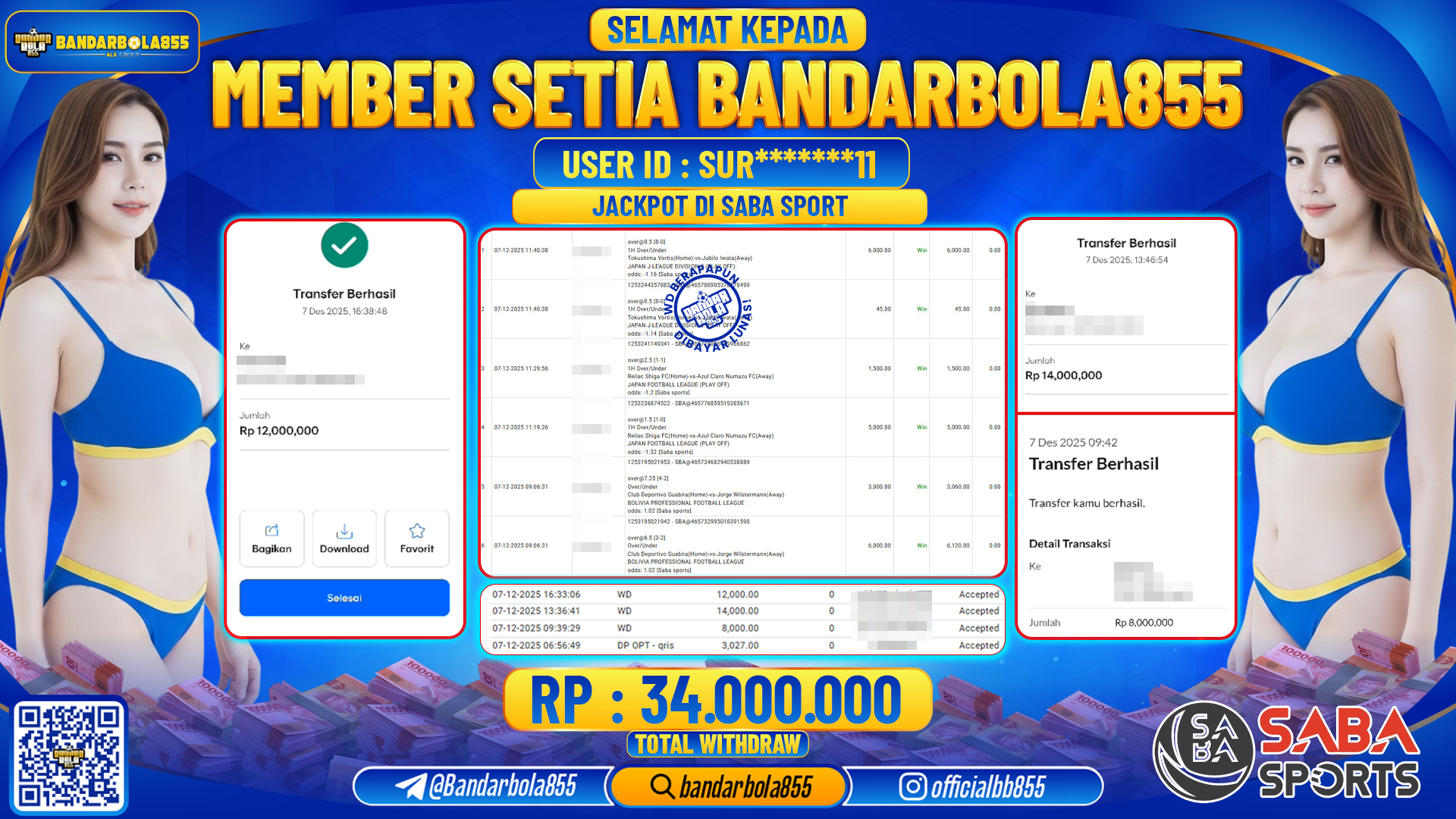 🎖 JACKPOT BANDARBOLA855 di SABA SPORT Rp34.000.000 🎖