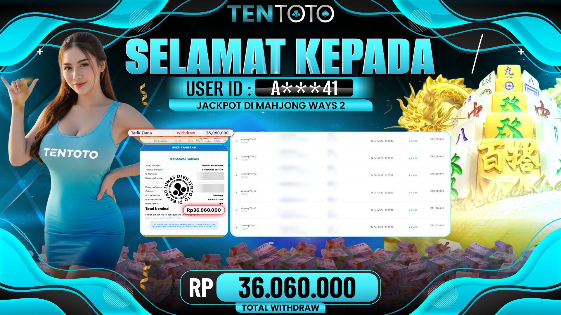 TENTOTO Mahjong Ways 2 Rp. 36.060.000,- LUNAS