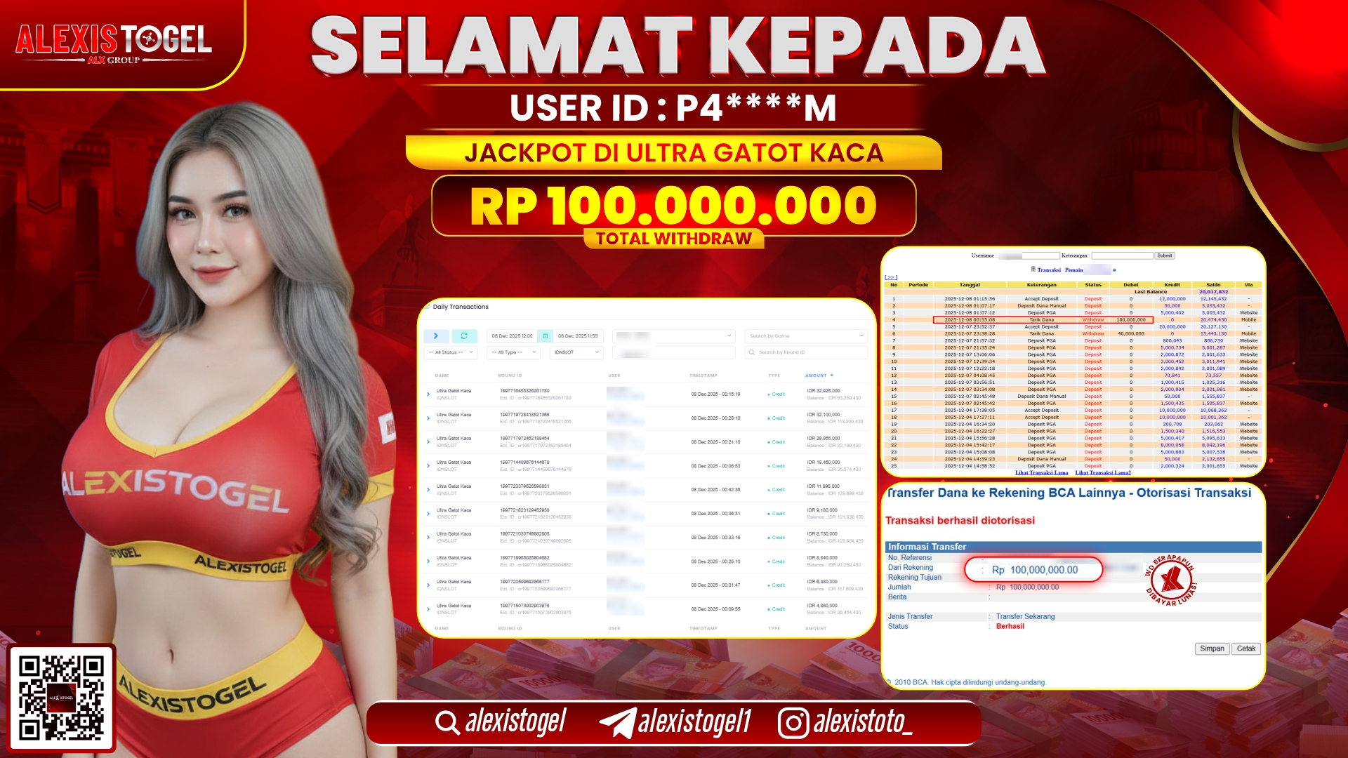 ALEXISTOGEL di SLOT ULTRA GATOT KACA RP.100.000.000,- LUNAS
