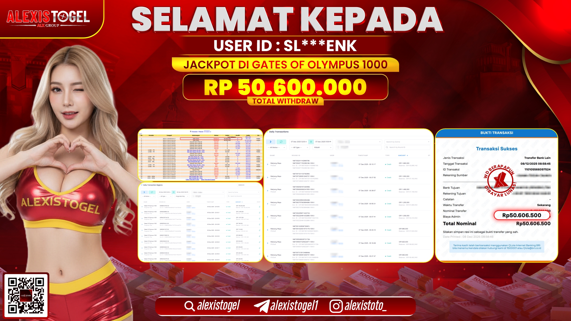 ALEXISTOGEL di SLOT GATES OF OLYMPUS 1000 RP.50.600.000,- LUNAS