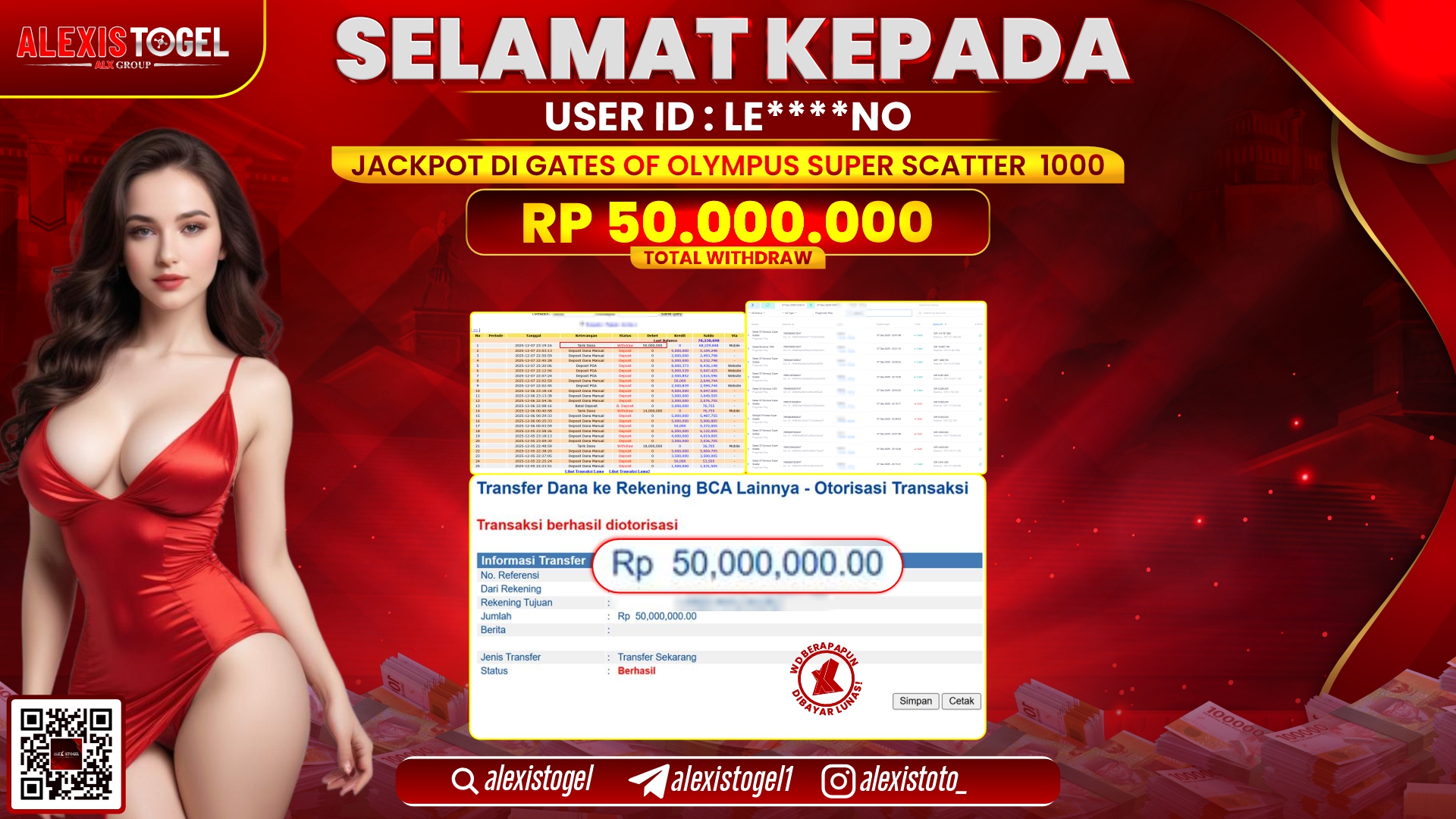 ALEXISTOGEL di SLOT GATES OF OLYMPUS SUPER SCATTER 1000 RP.50.000.000,- LUNAS