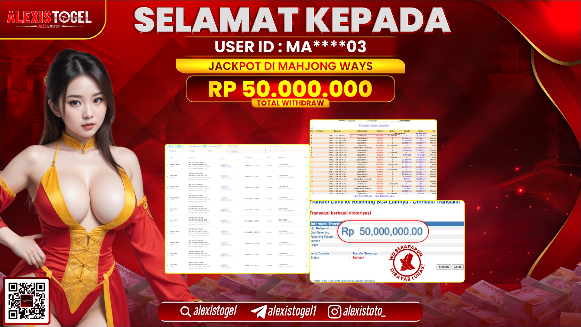 ALEXISTOGEL di SLOT MAHJONG WAYS RP.50.000.000,- LUNAS