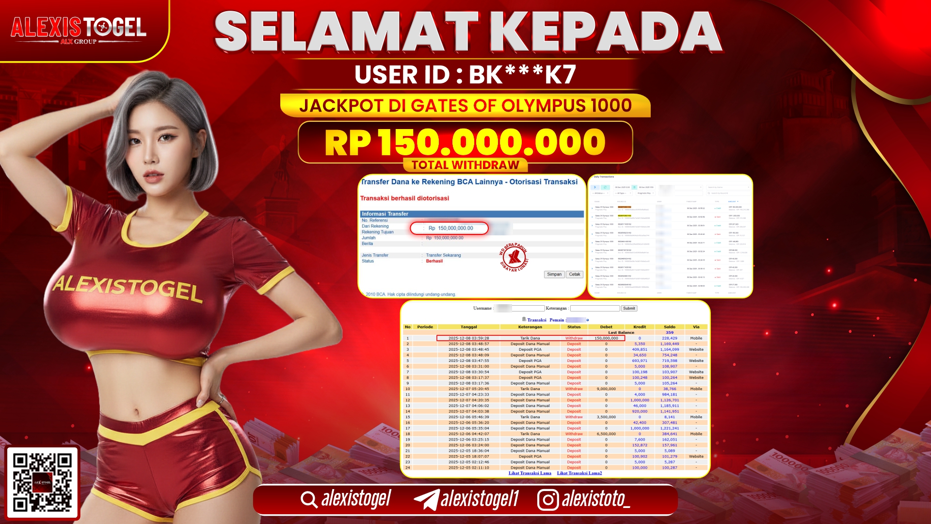 ALEXISTOGEL di SLOT GATES OF OLYMPUS 1000 RP.150.000.000,- LUNAS