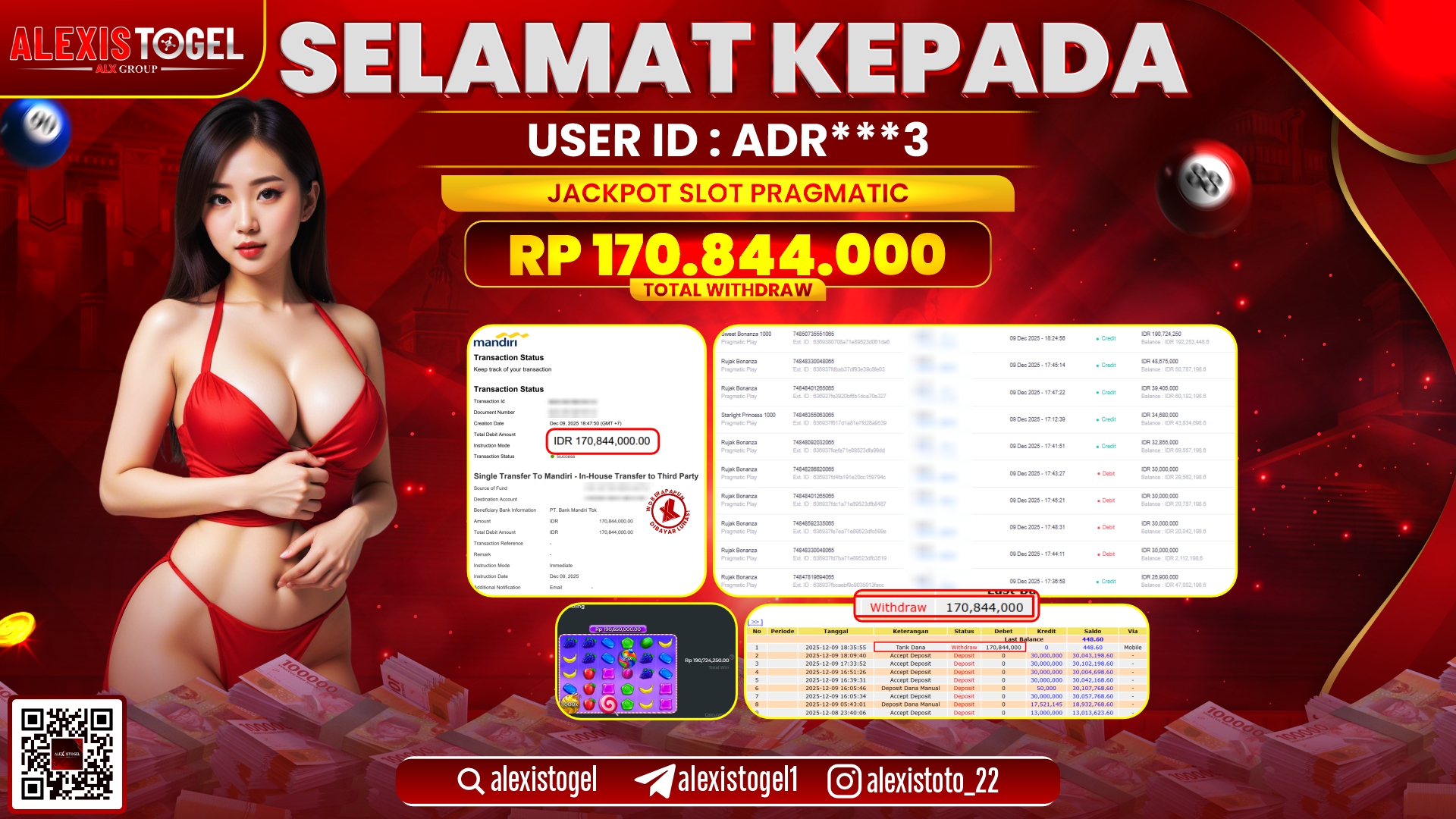 ALEXISTOGEL di SLOT PRAGMATIC RP.170.844.000,- LUNAS