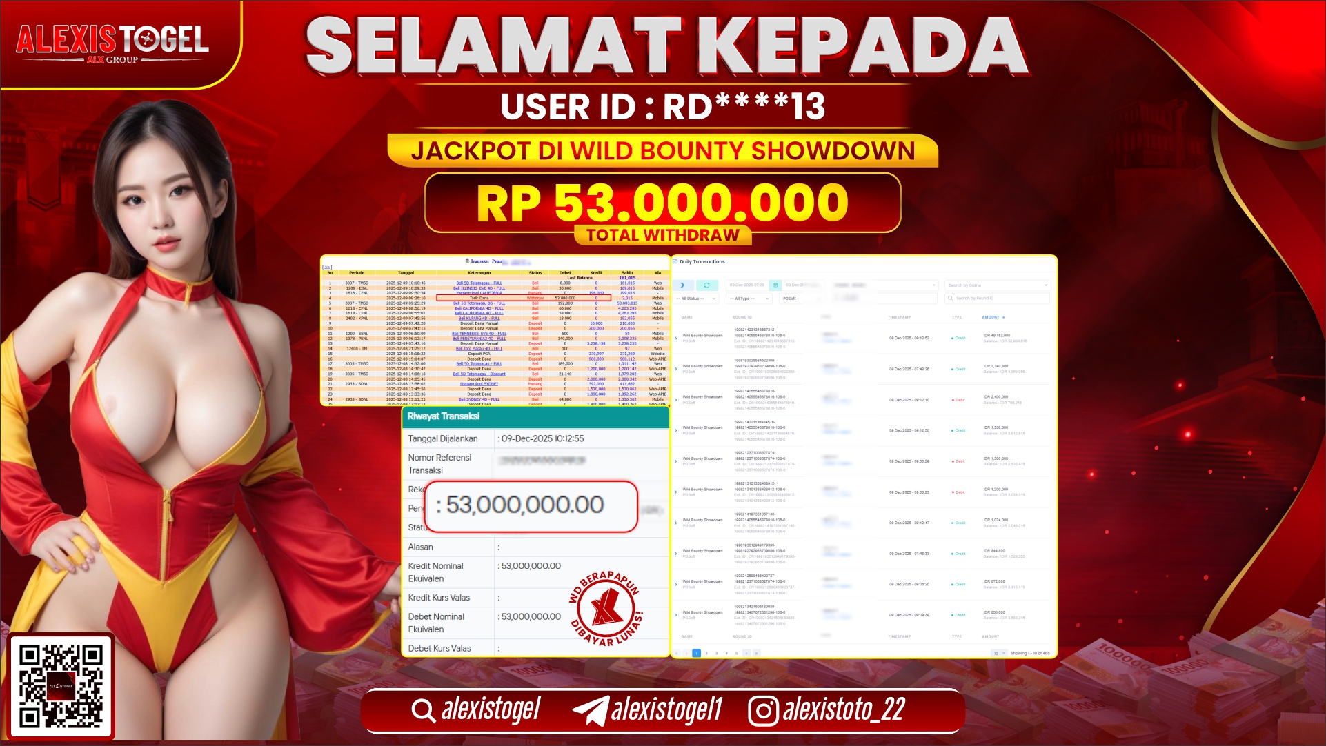 ALEXISTOGEL di SLOT WILD BOUNTY SHOWDOWN RP.53.000.000,- LUNAS