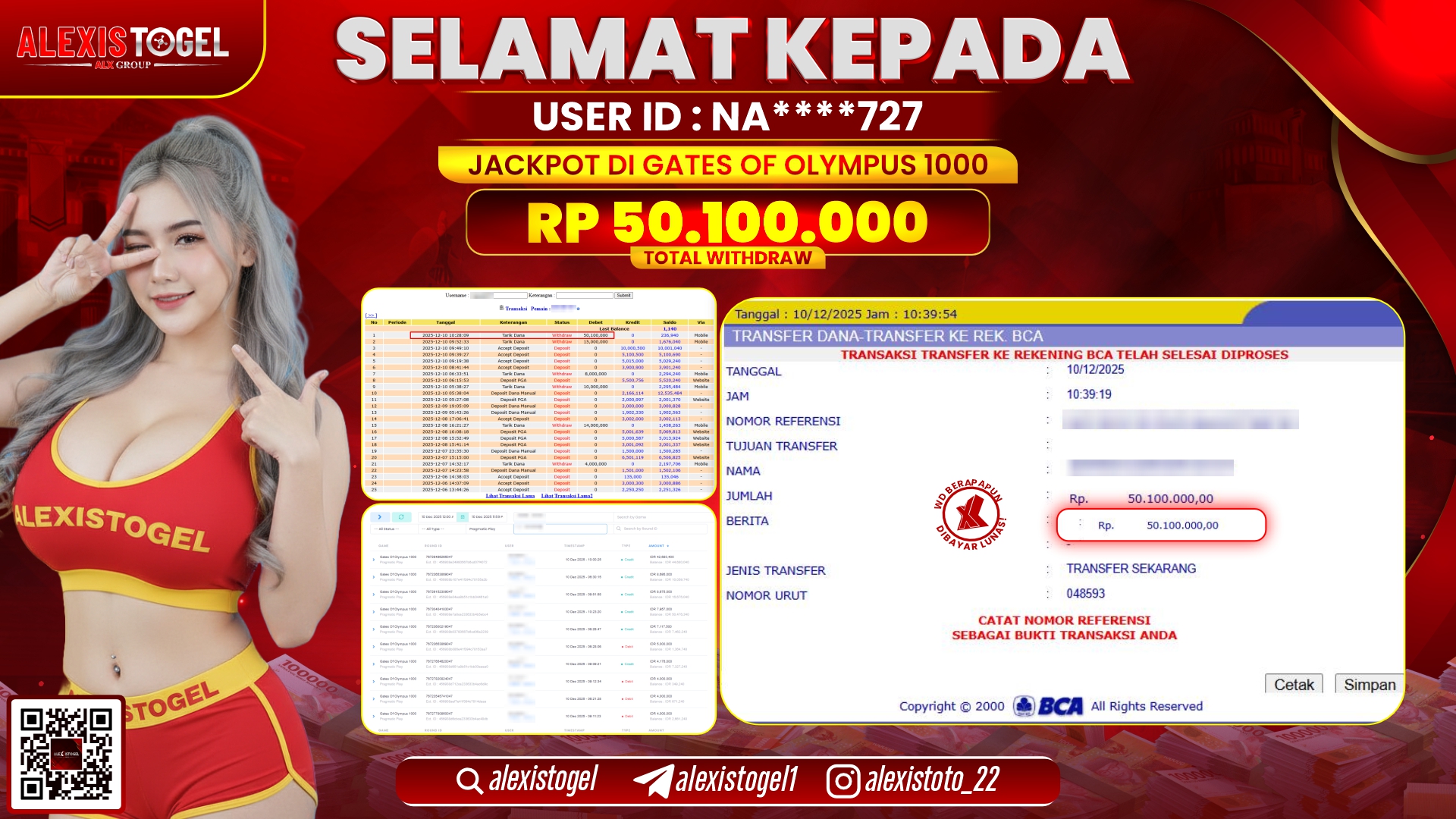 ALEXISTOGEL di SLOT GATES OF OLYMPUS 1000 RP.50.100.000,- LUNAS