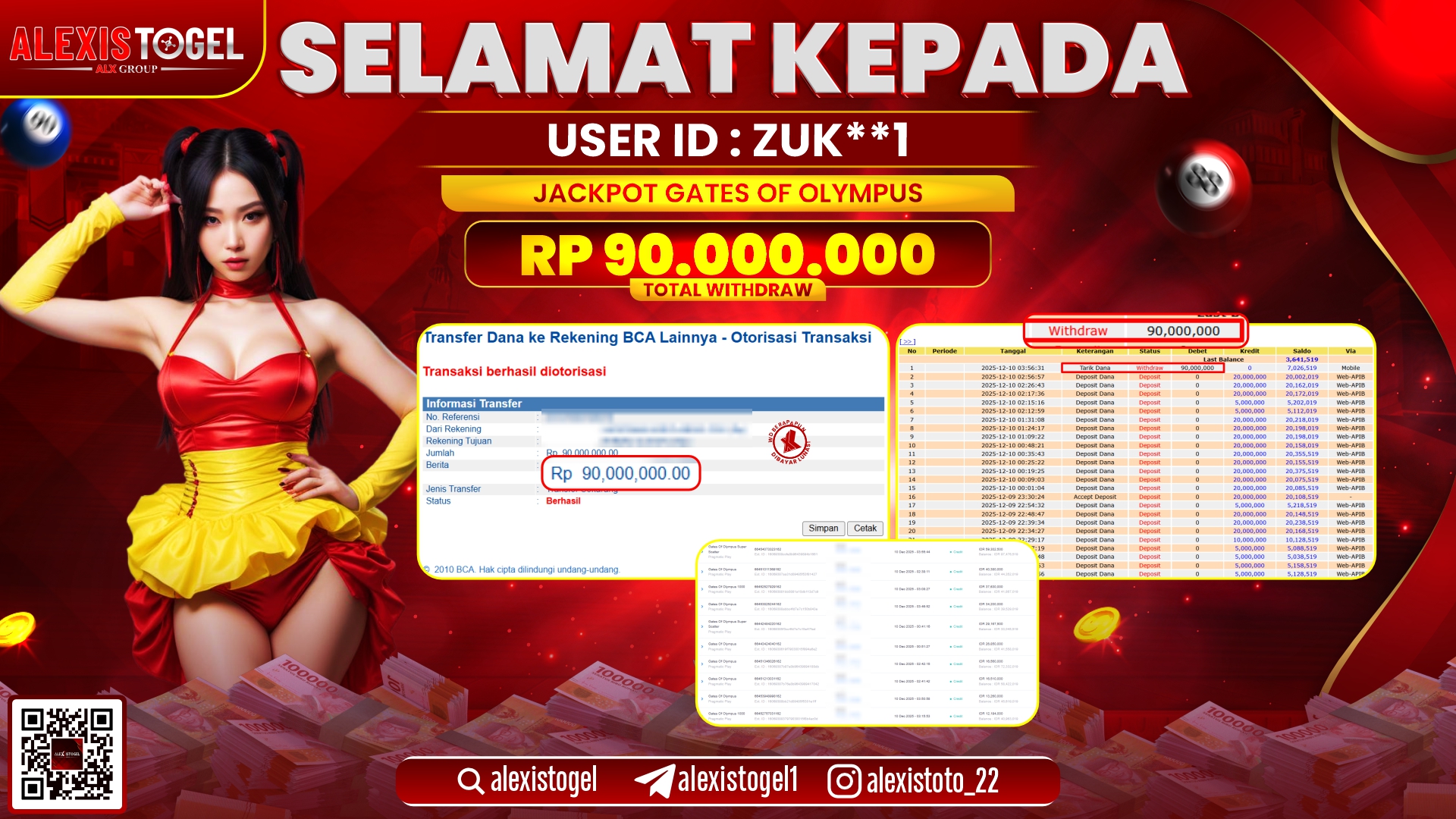 ALEXISTOGEL di SLOT GATES OF OLYMPUS RP.90.000.000,- LUNAS