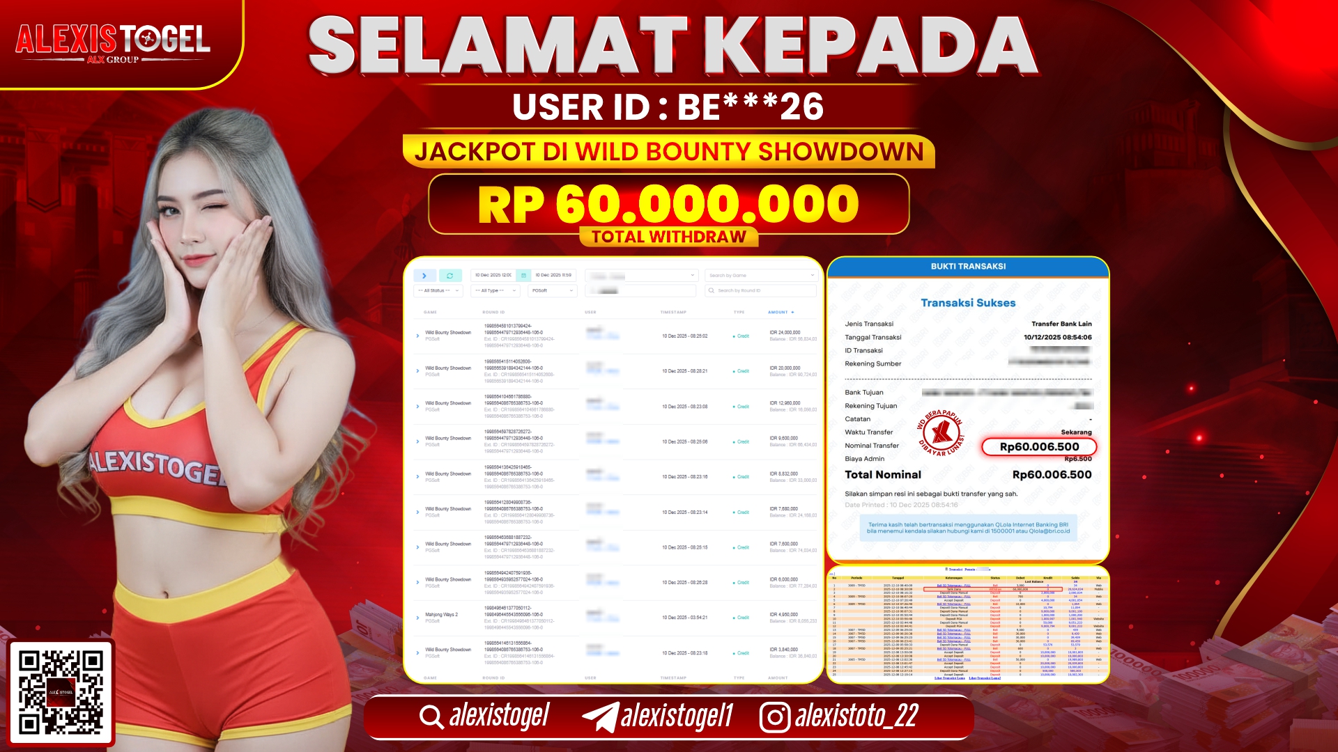 ALEXISTOGEL di SLOT WILD BOUNTY SHOWDOWN RP.60.000.000,- LUNAS