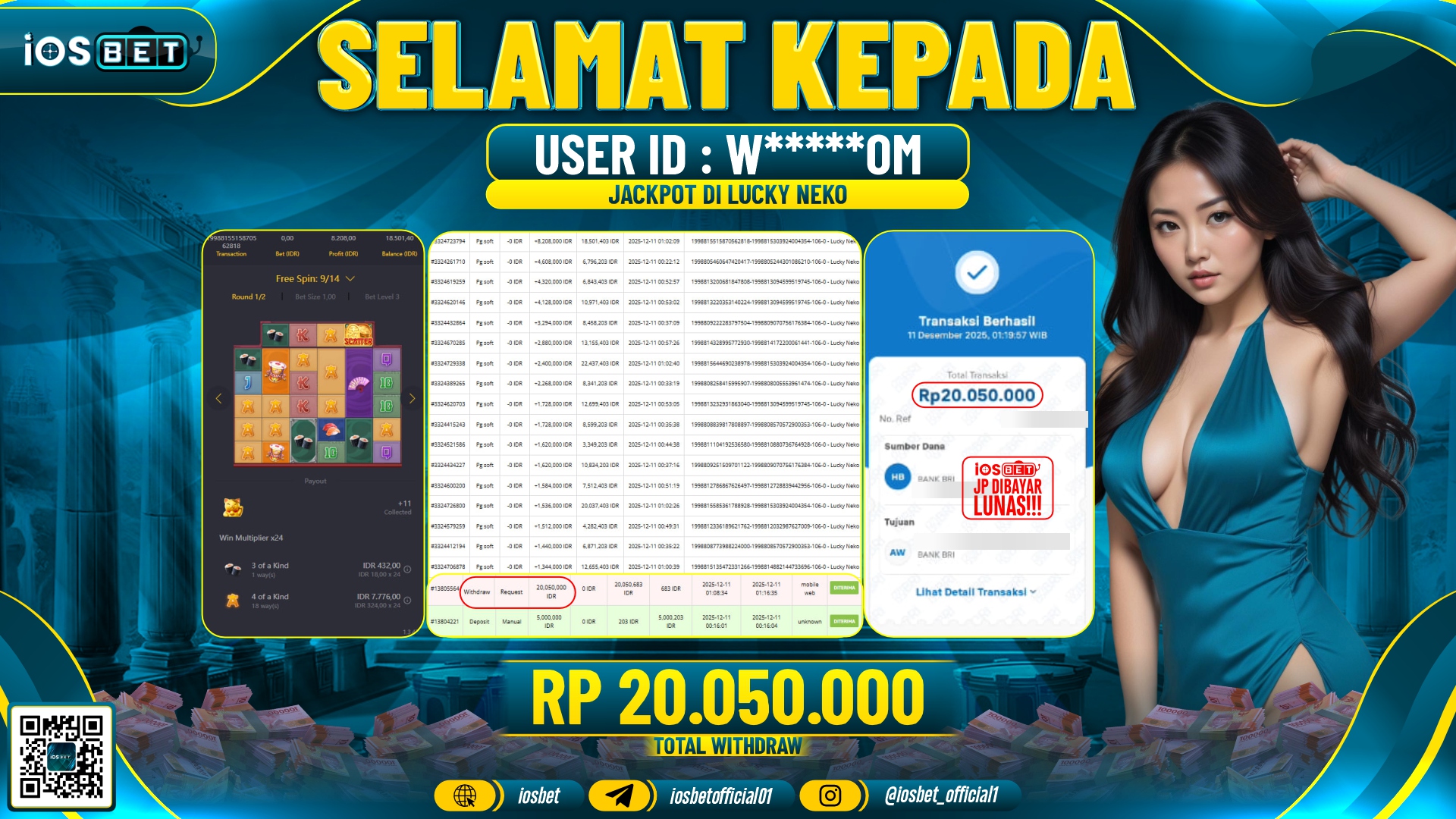 Bukti Pembayaran LUNAS SLOT GAME GACOR Rp.20.050.000,-