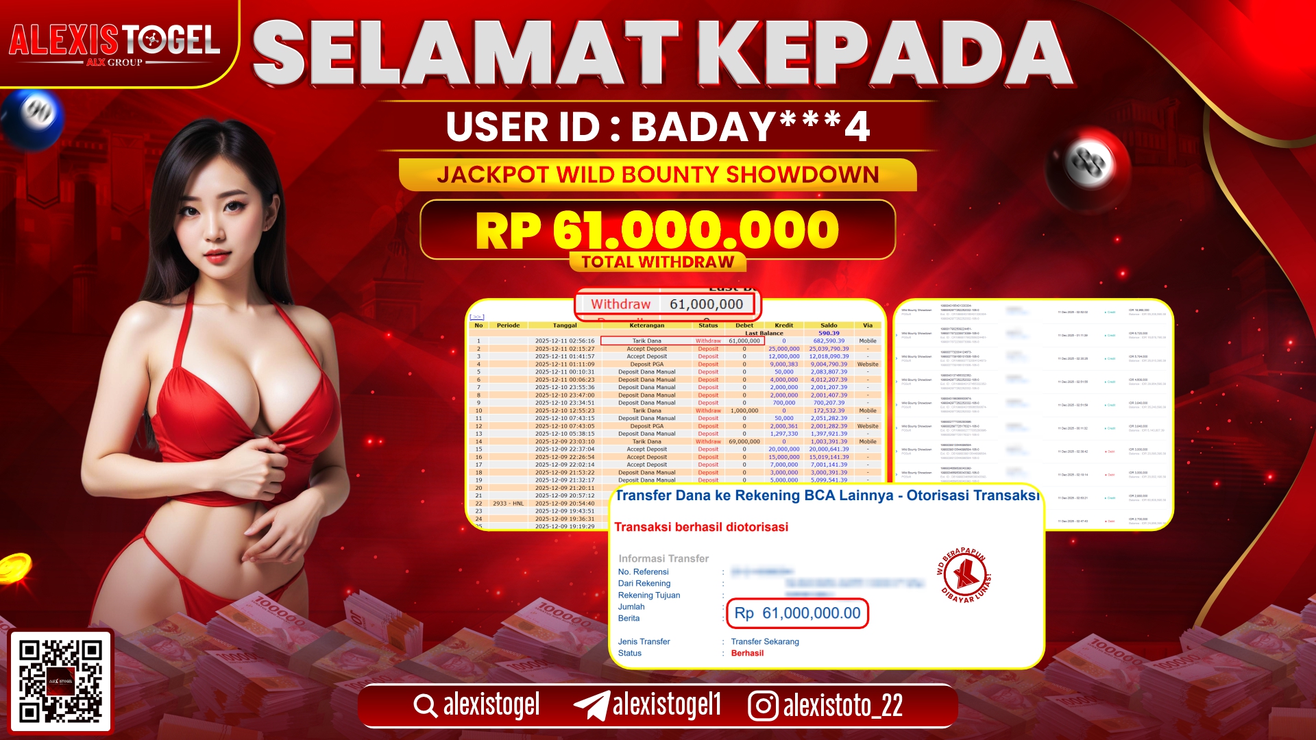 ALEXISTOGEL di SLOT WILD BOUNTY SHOWDOWN RP.61.000.000,- LUNAS