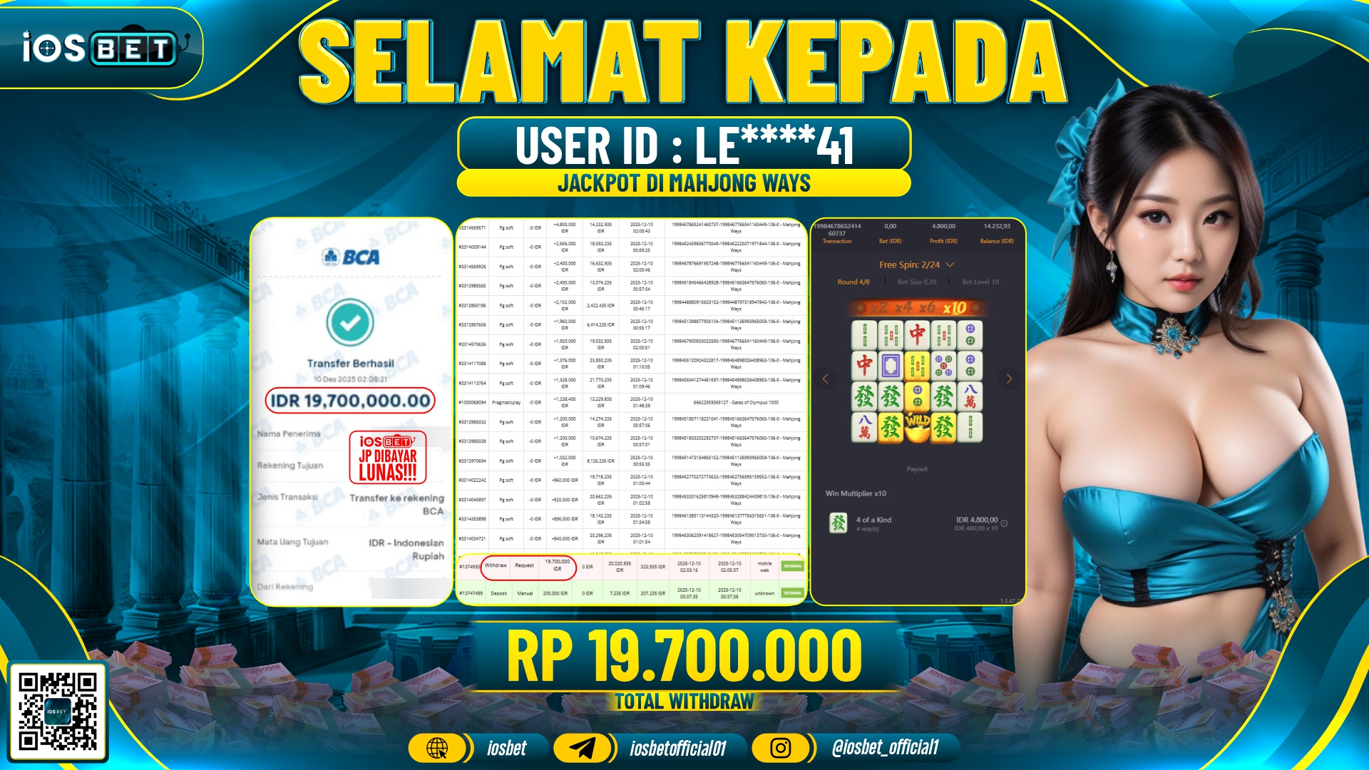 Bukti Pembayaran LUNAS SLOT GAME GACOR Rp.19.700.000,-