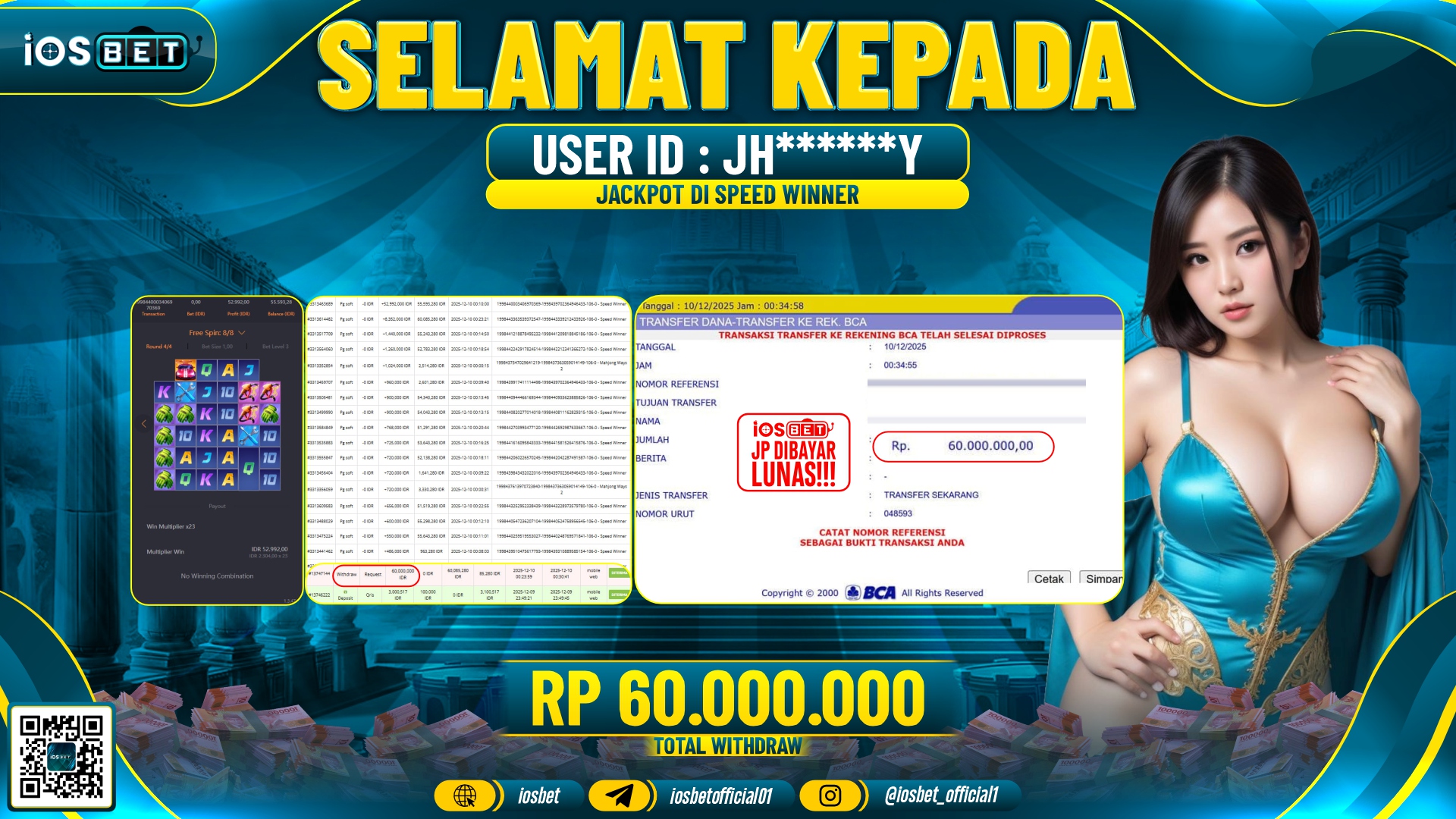 Bukti Pembayaran LUNAS SLOT GAME GACOR Rp.60.000.000,-