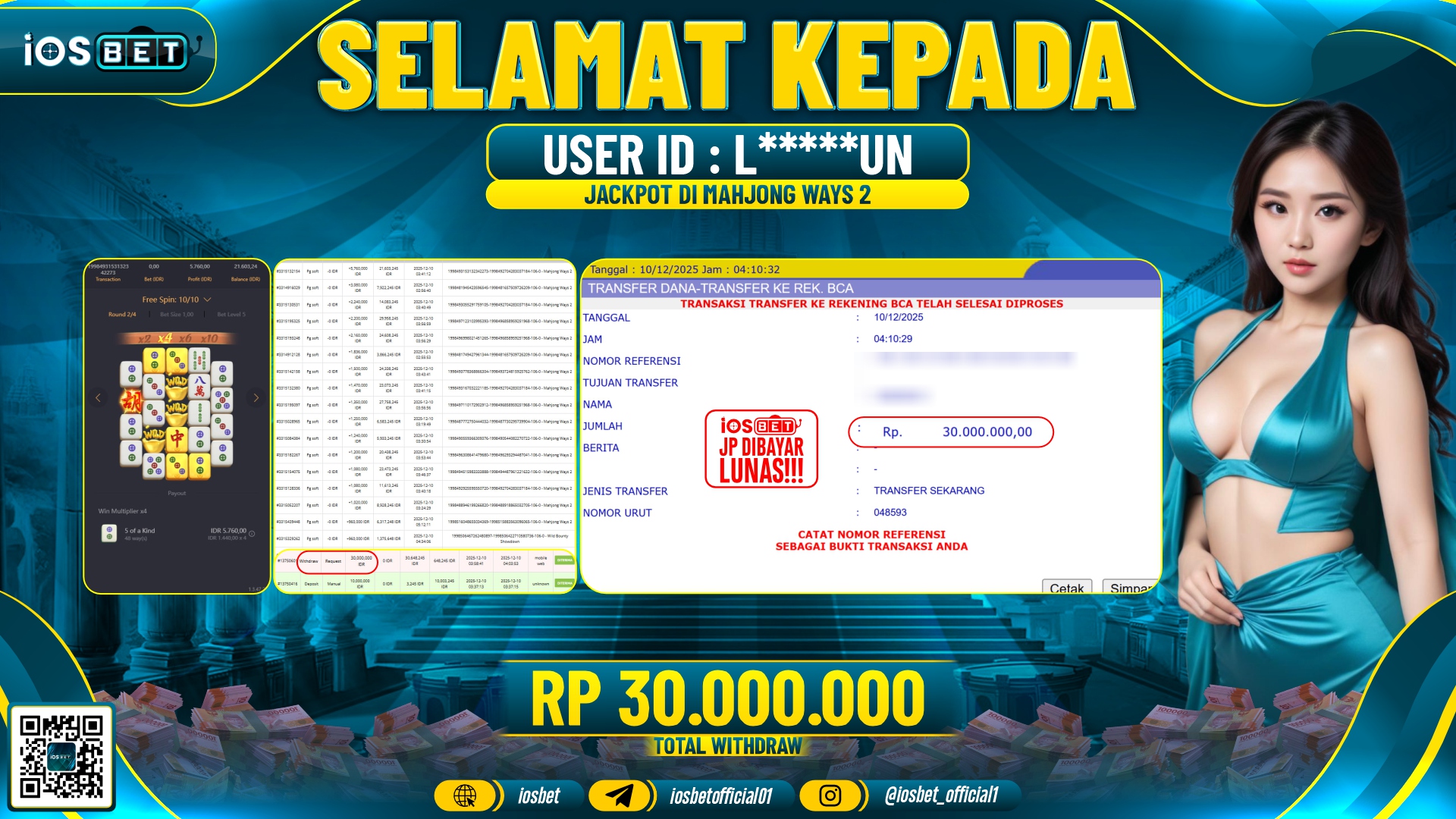 Bukti Pembayaran LUNAS SLOT GAME GACOR Rp.30.000.000,-