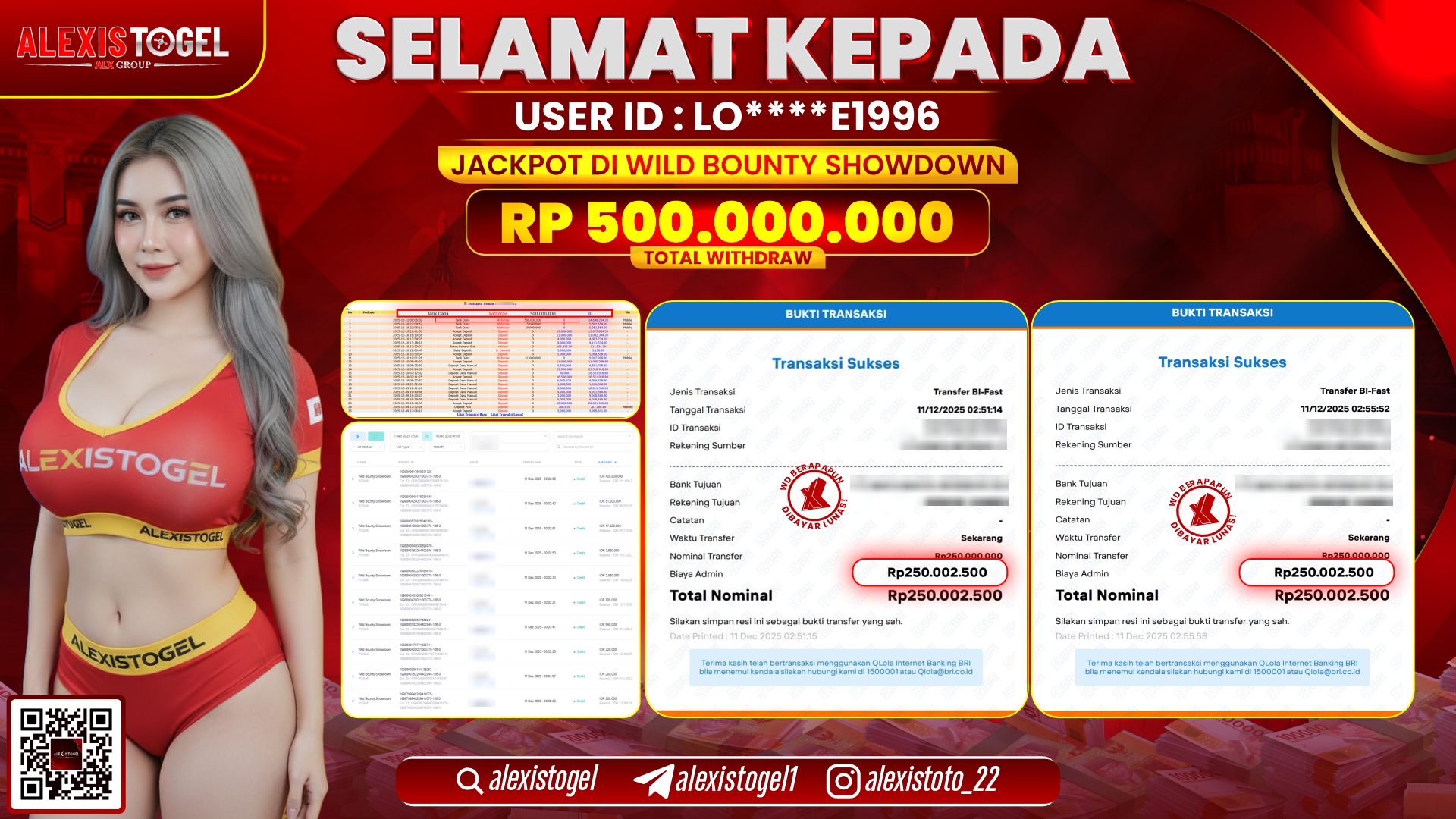 ALEXISTOGEL di SLOT WILD BOUNTY SHOWDOWN RP.500.000.000,- LUNAS