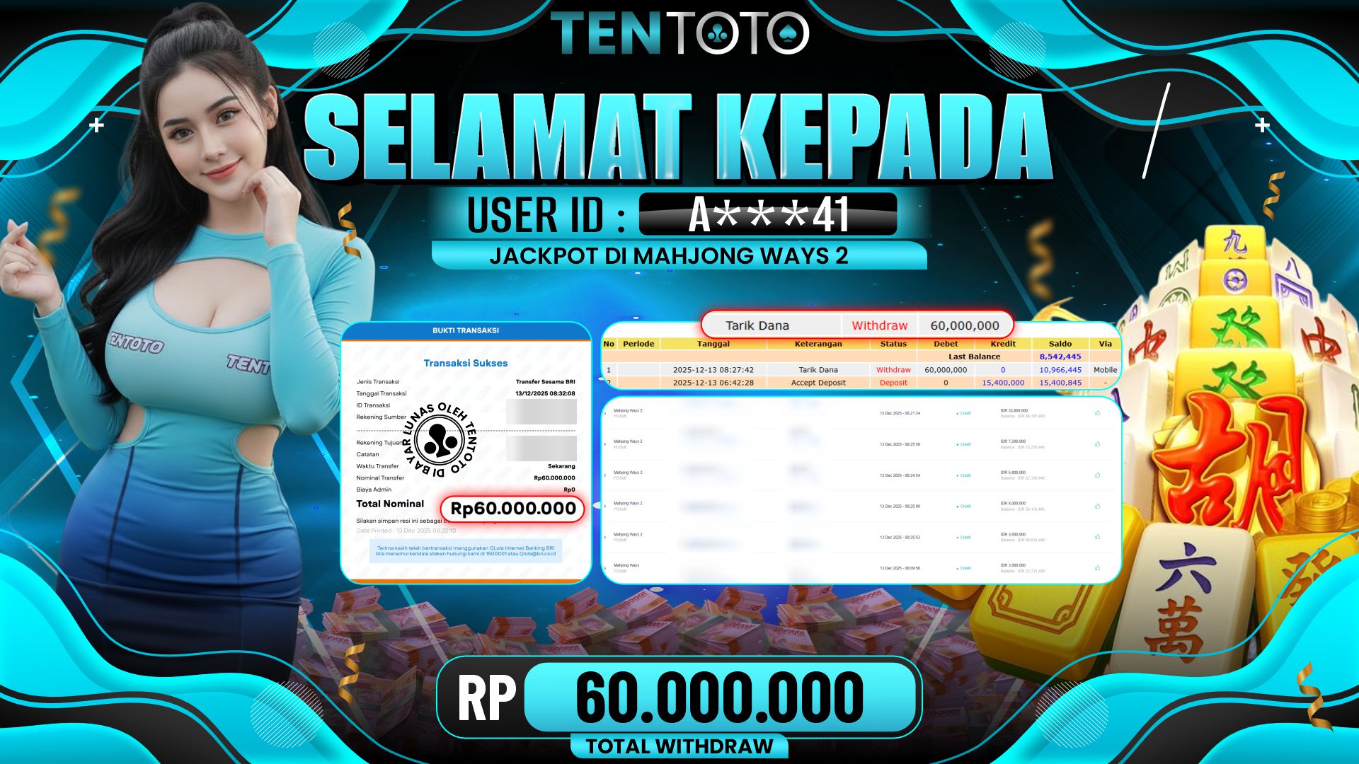 TENTOTO Mahjong Ways 2 Rp. 60.000.000,- LUNAS