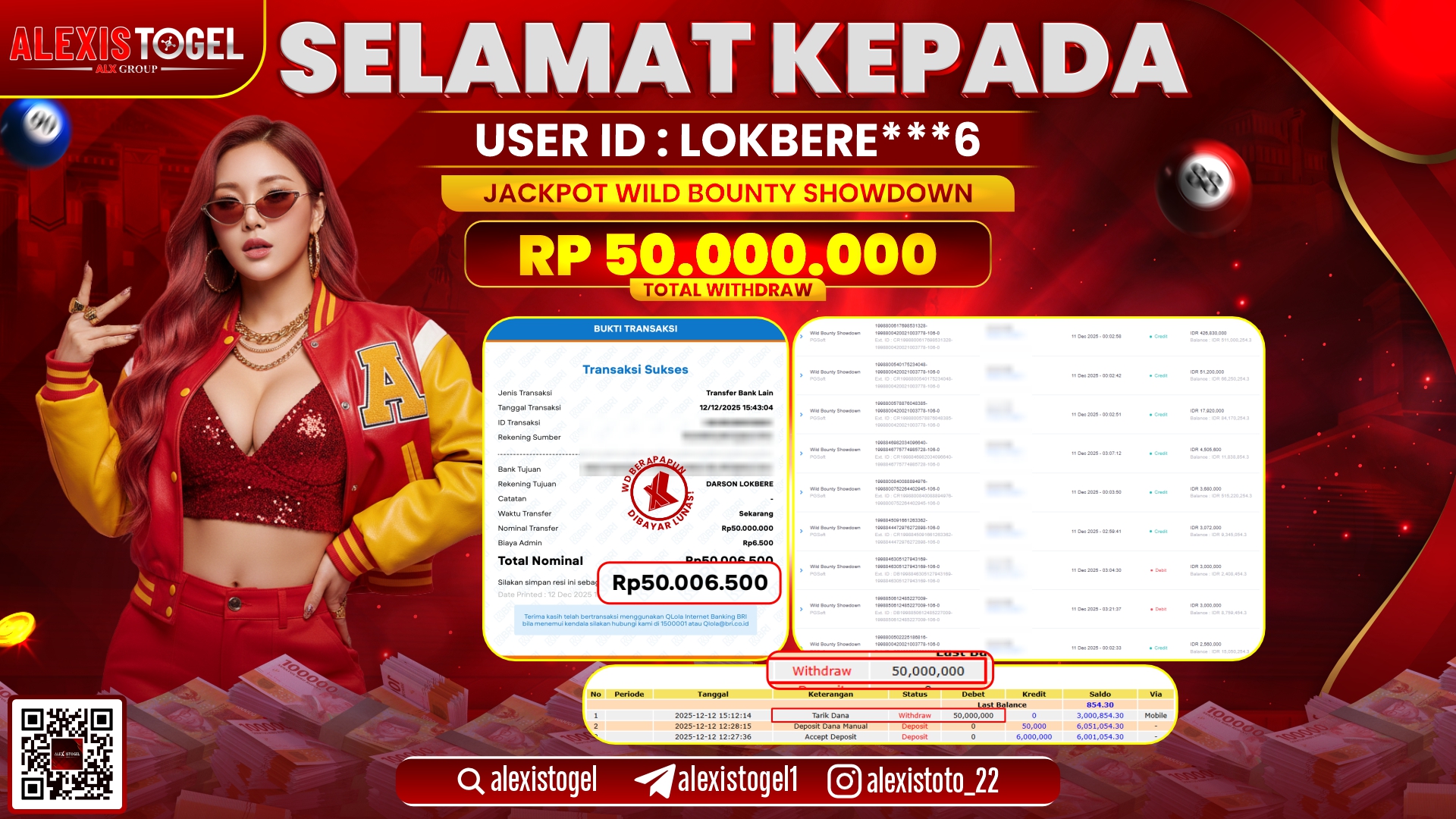 ALEXISTOGEL di SLOT WILD BOUNTY SHOWDOWN RP.50.000.000,- LUNAS