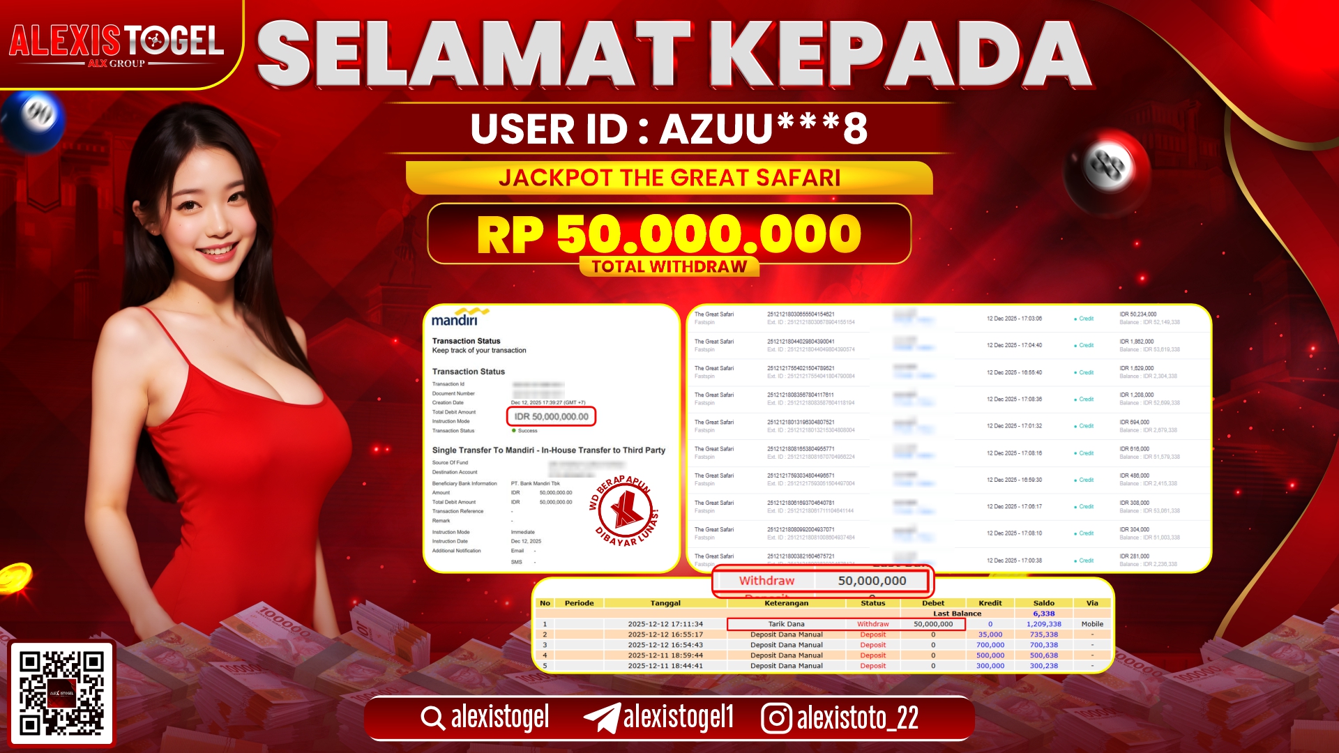 ALEXISTOGEL di THE GREAT SAFARI RP.50.000.000,- LUNAS