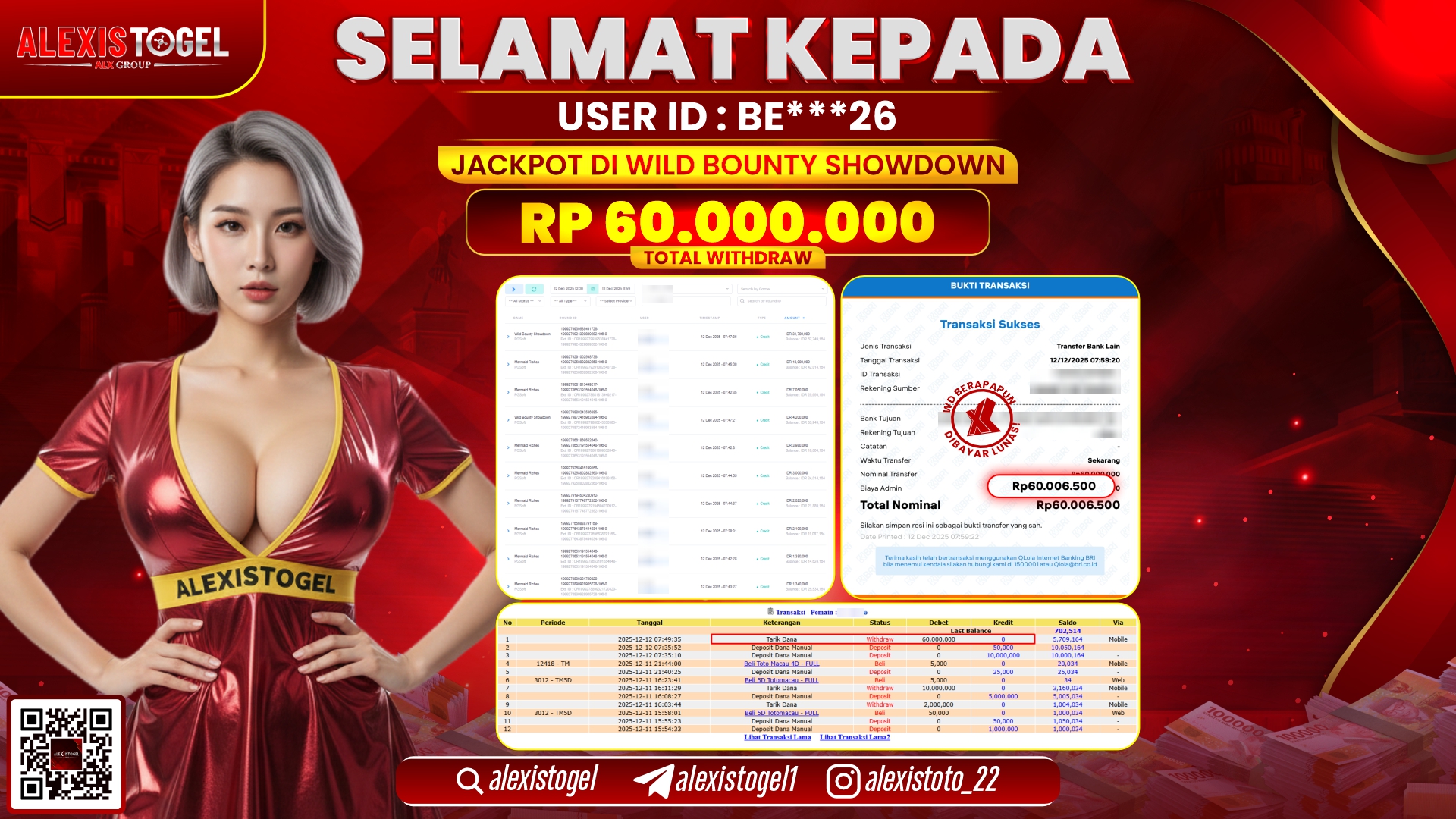 ALEXISTOGEL di SLOT WILD BOUNTY SHOWDOWN RP.60.000.000,- LUNAS