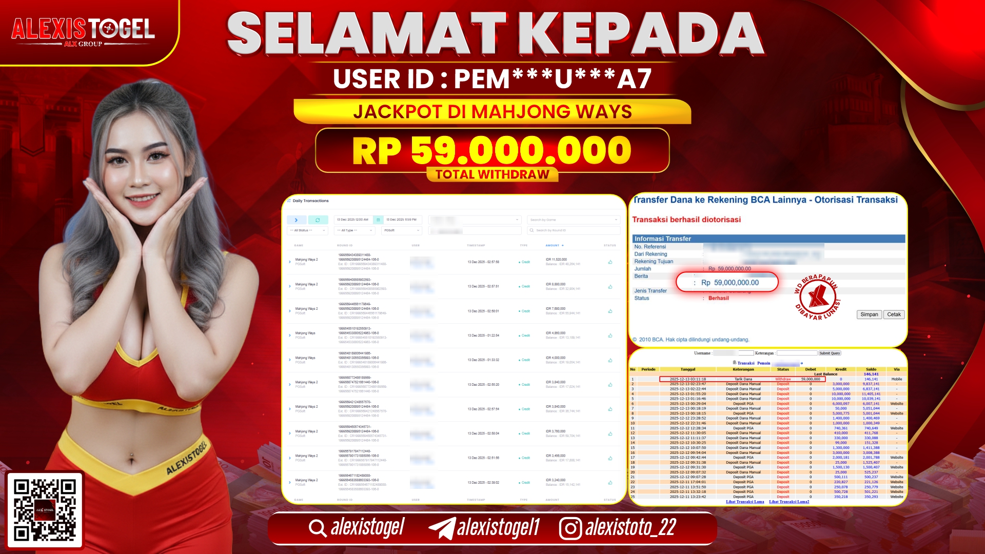 ALEXISTOGEL di SLOT MAHJONG WAYS RP.59.000.000,- LUNAS