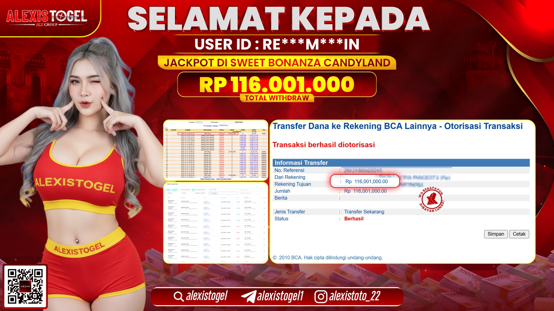 ALEXISTOGEL di SLOT SWEET BONANZA CANDYLAND RP.116.001.000,- LUNAS