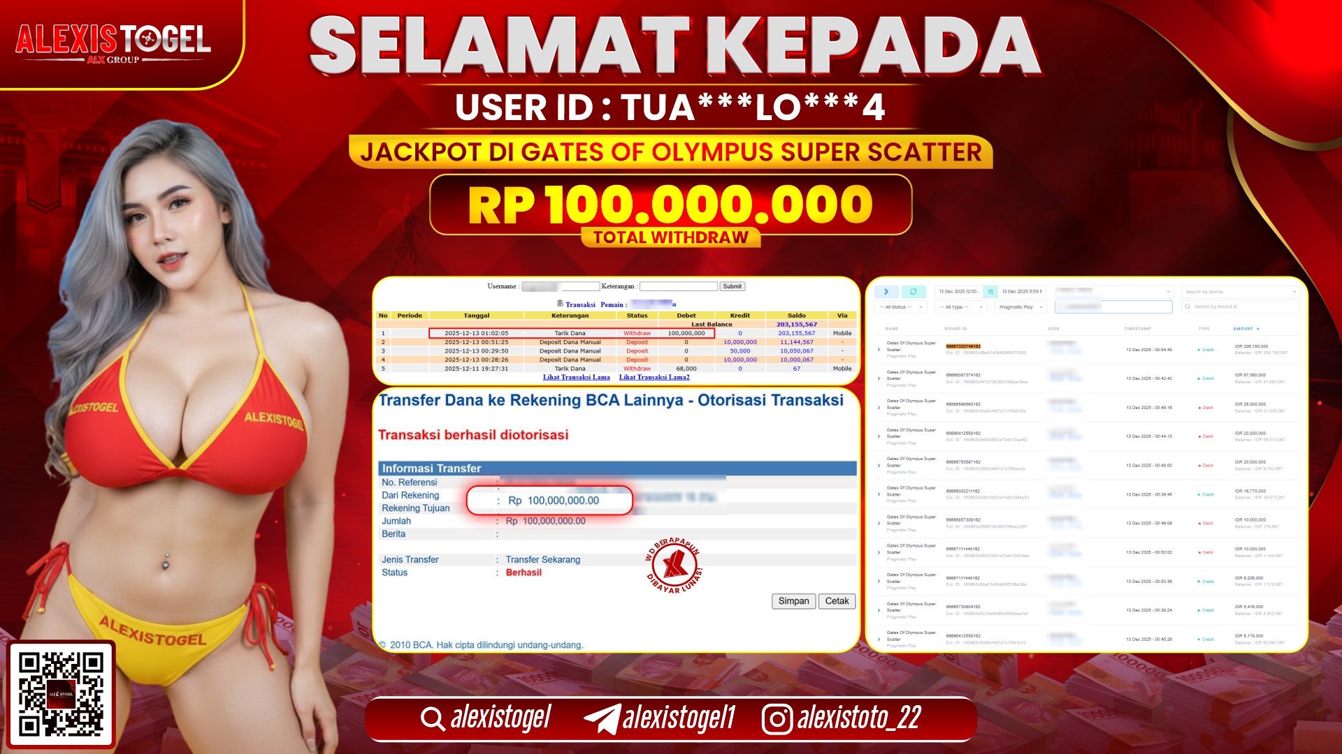 ALEXISTOGEL di SLOT GATES OF OLYMPUS SUPER SCATTER RP.100.000.000,- LUNAS