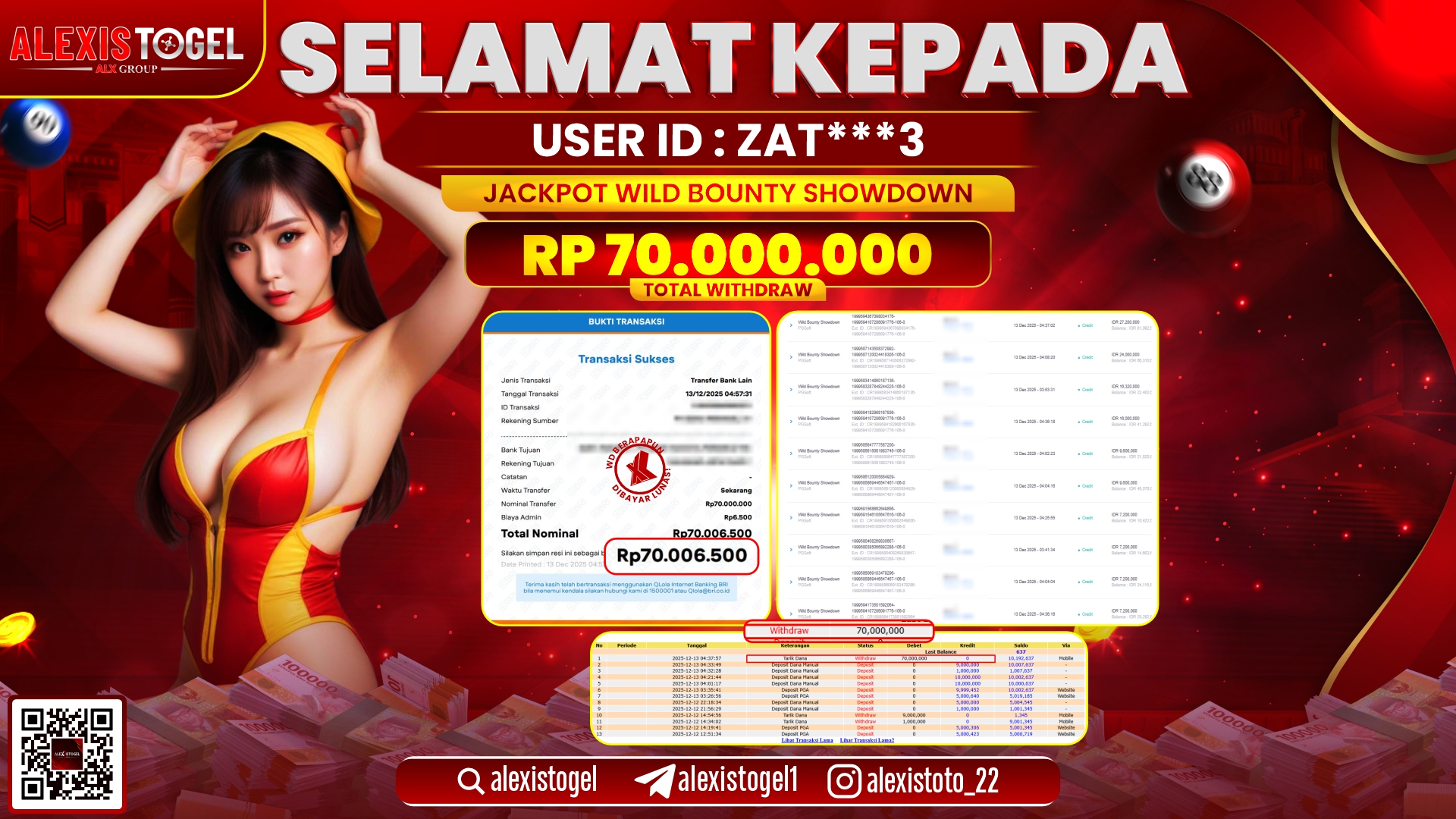 ALEXISTOGEL di SLOT WILD BOUNTY SHOWDOWN RP.70.000.000,- LUNAS