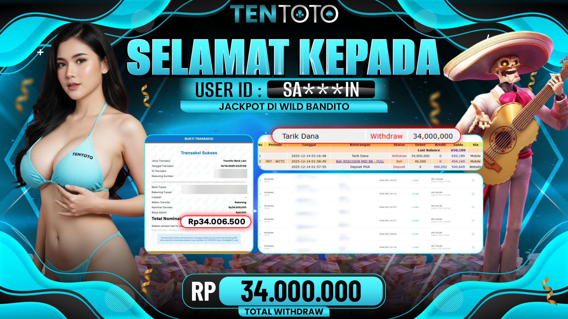 TENTOTO Wild Bandito Rp. 34.000.000,- LUNAS