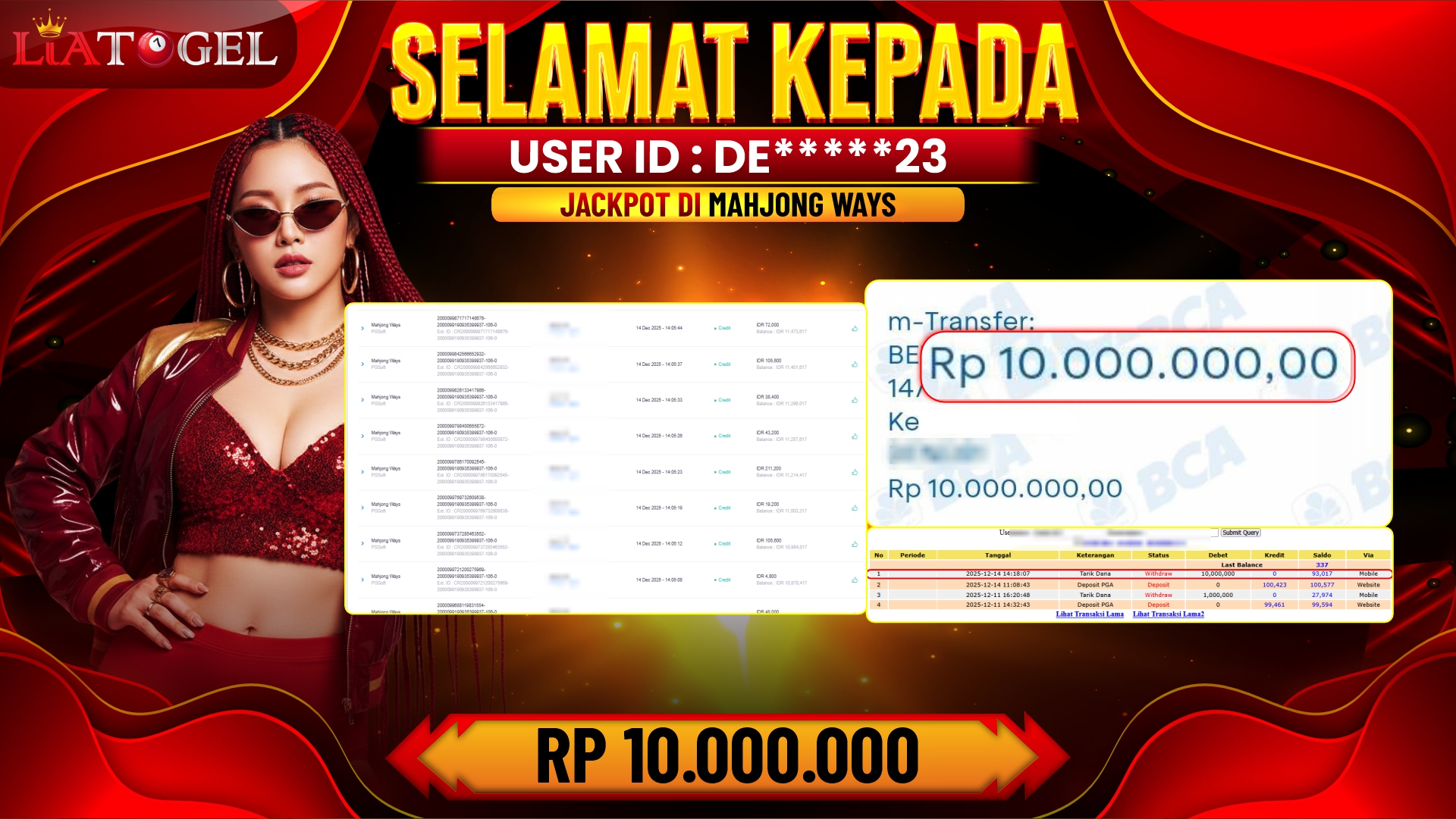 LIATOGEL - JACKPOT SLOT MAHJONG WAYS RP 10.000.000,- LUNAS
