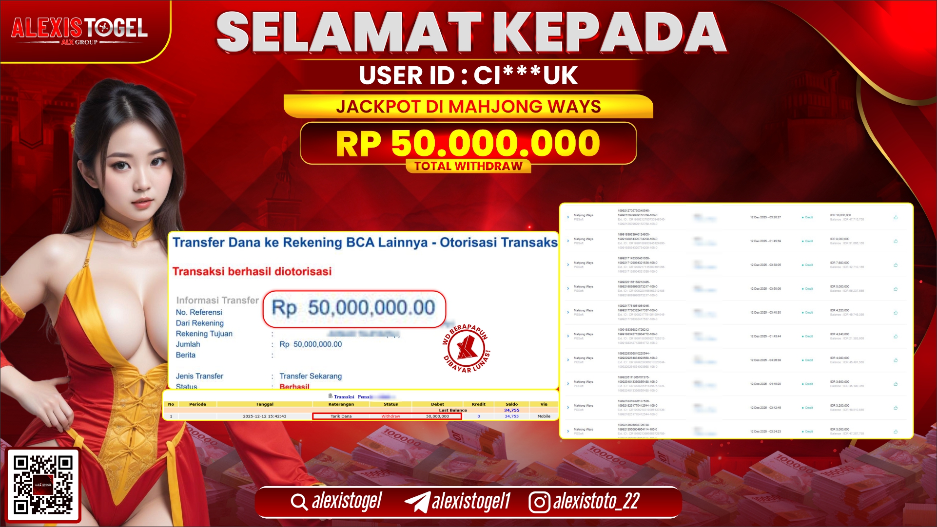 ALEXISTOGEL di SLOT MAHJONG WAYS RP.50.000.000,- LUNAS